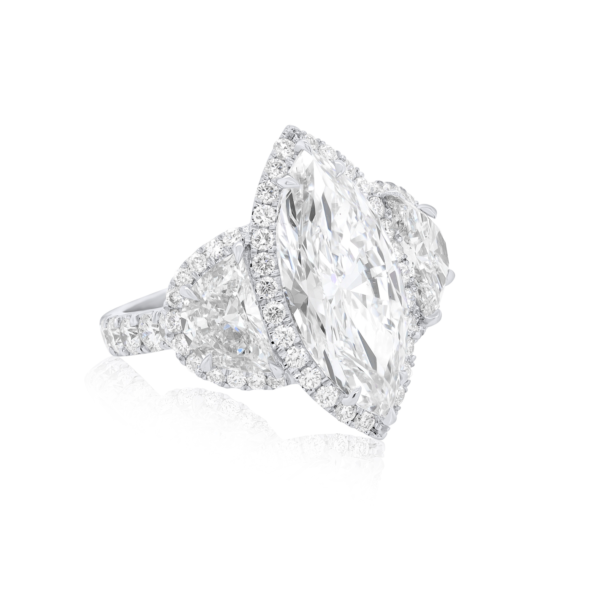 GIA Certified Marquise Cut Engagement Ring with Micropavé Setting