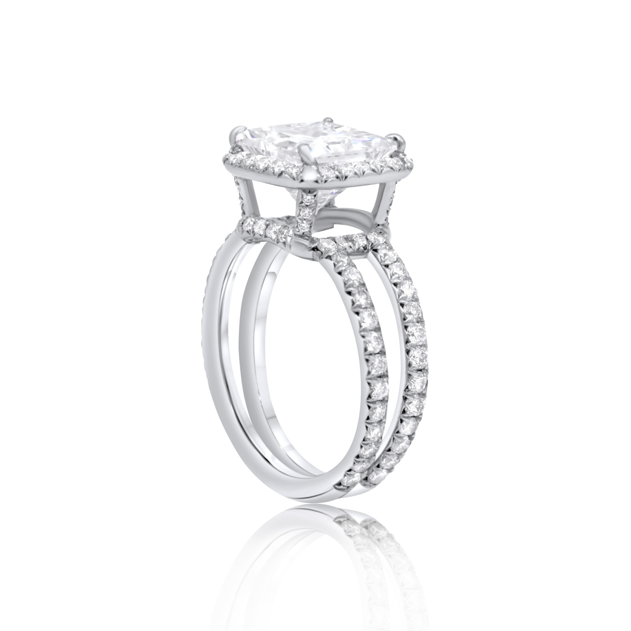 GIA certified princess cut engagement ring with halo design