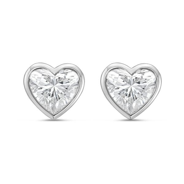 Lab Grown Heart Bezel Studs