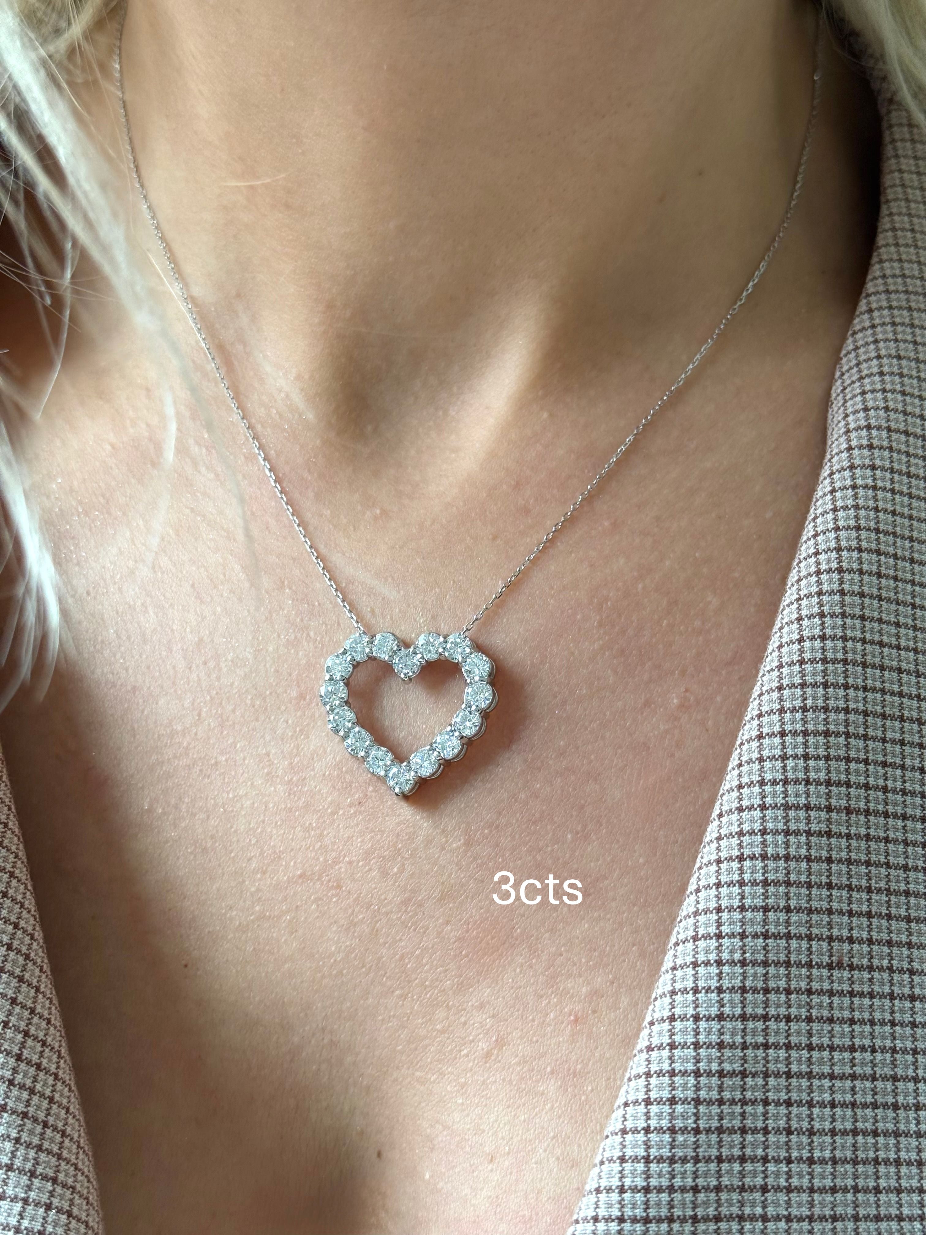 Lab Grown Open Heart Diamond Pendant