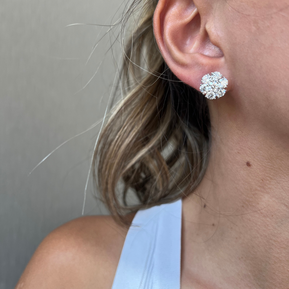 Lab Grown Flower Cluster Studs