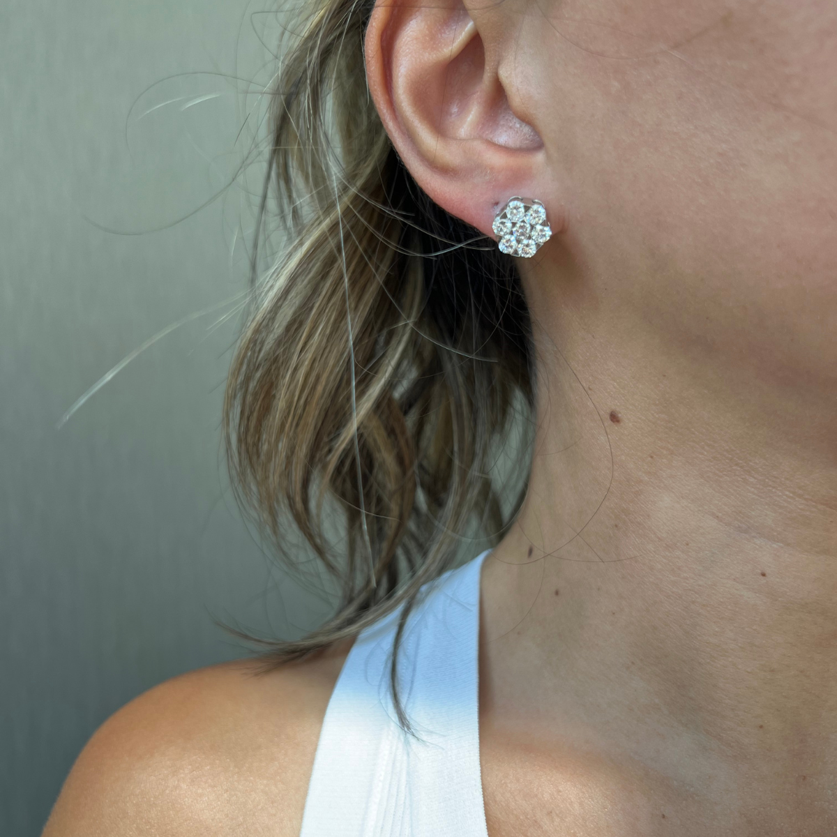 Lab Grown Diamond Flower Stud