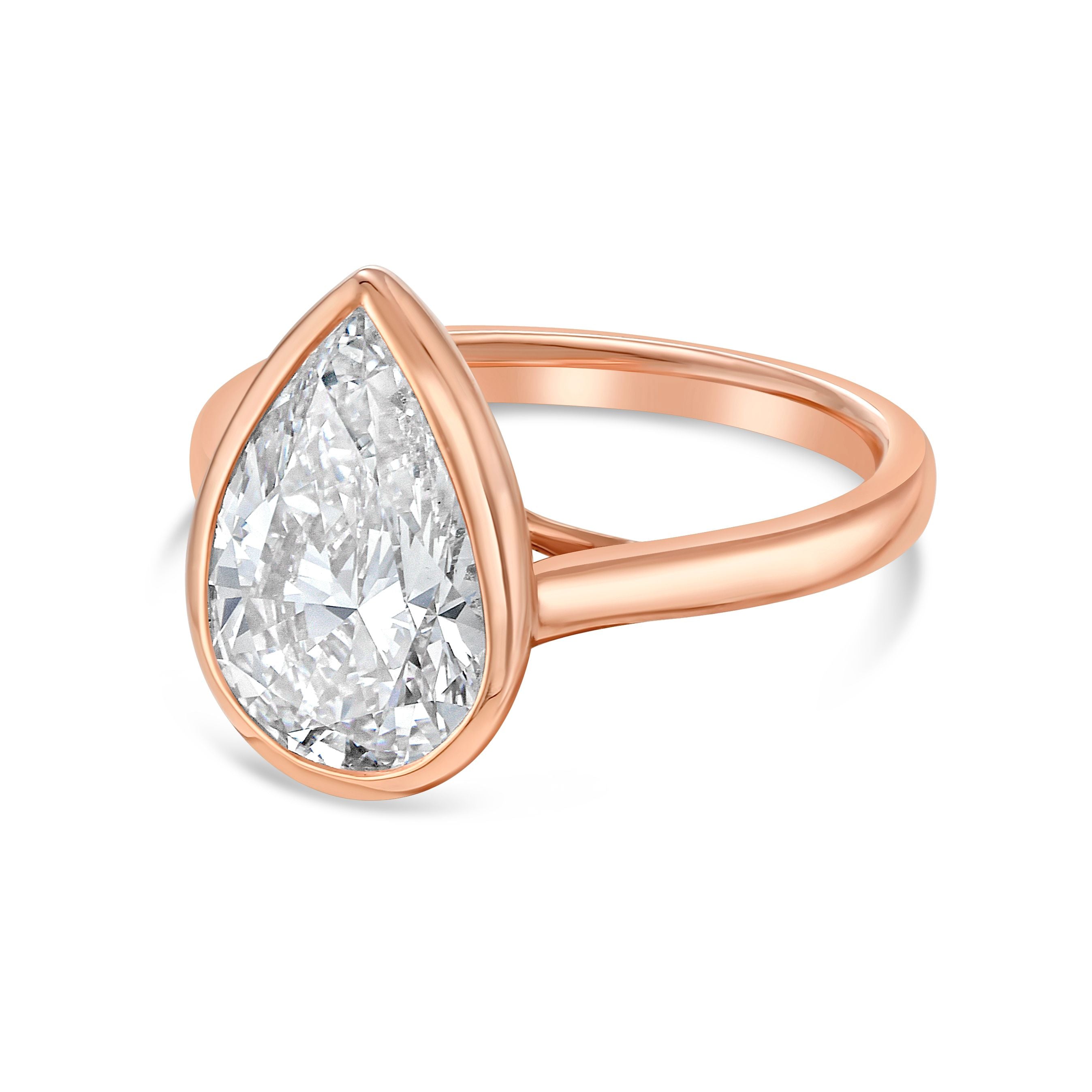 Lab-Grown Pear Bezel Ring