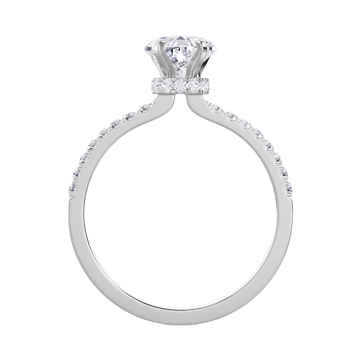Heart Hidden Halo Pave Engagement Ring