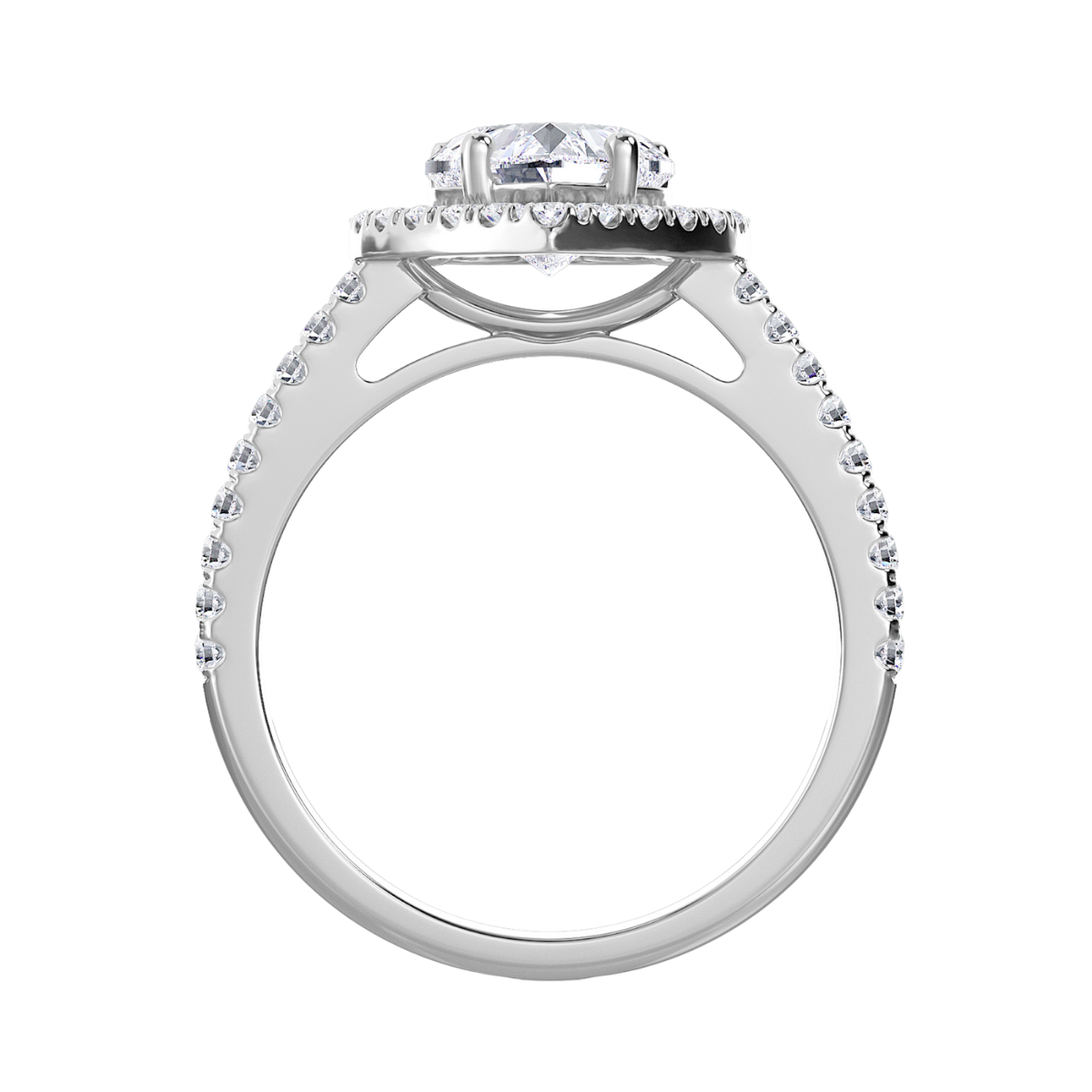 Heart Pave Halo Diamond Engagement Ring