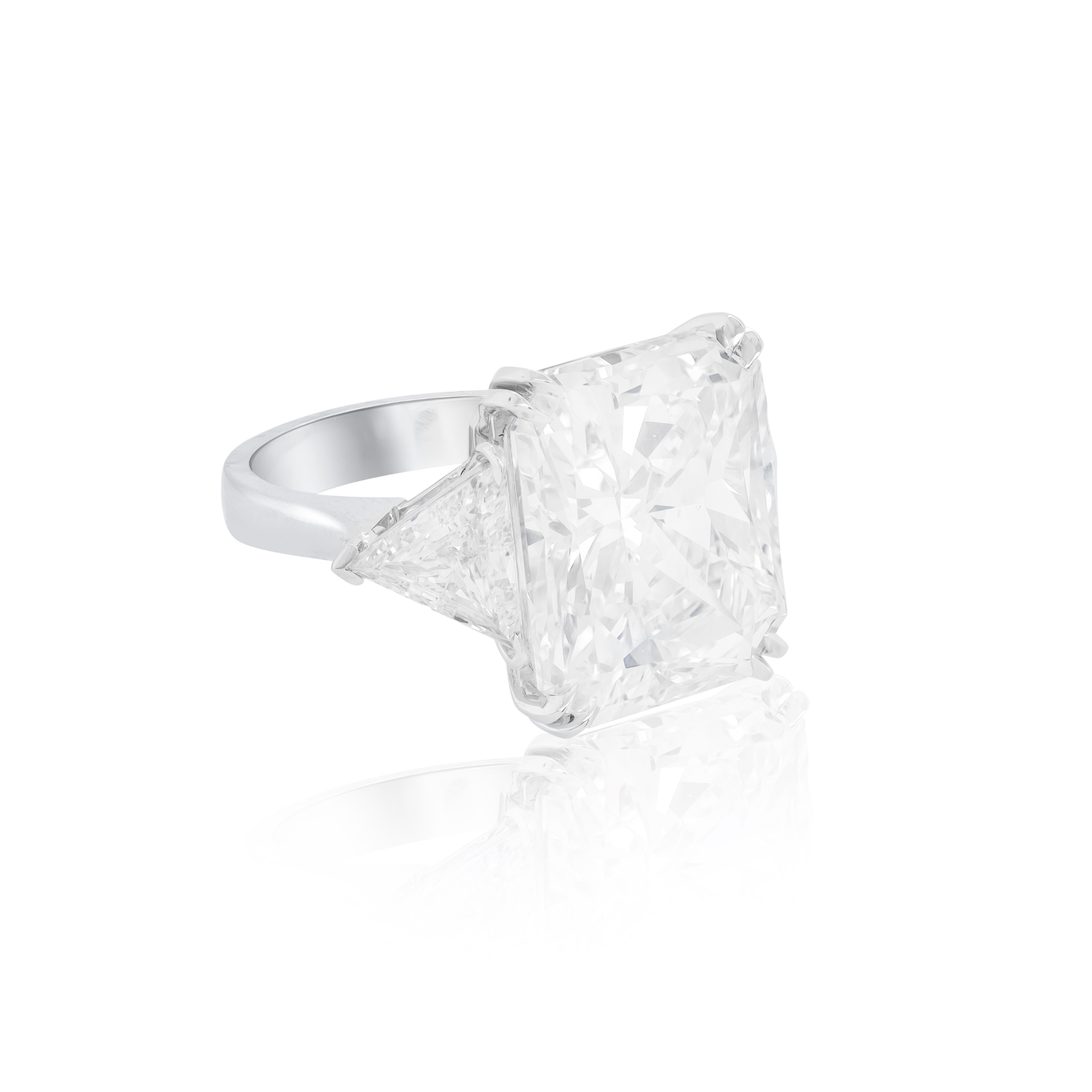 High-carat radiant diamond ring with platinum setting