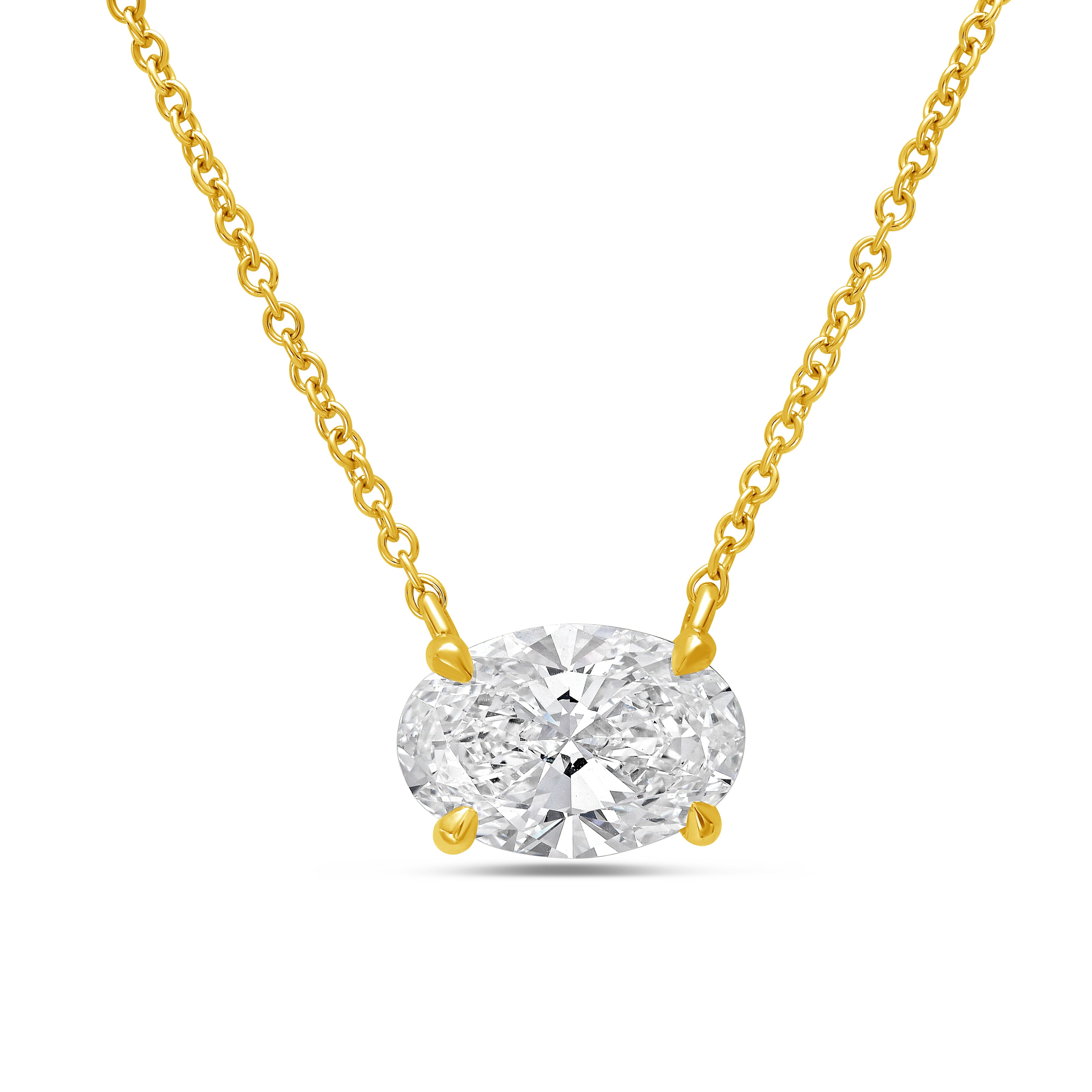 Horizontal oval cut diamond necklace DEF VS clarity