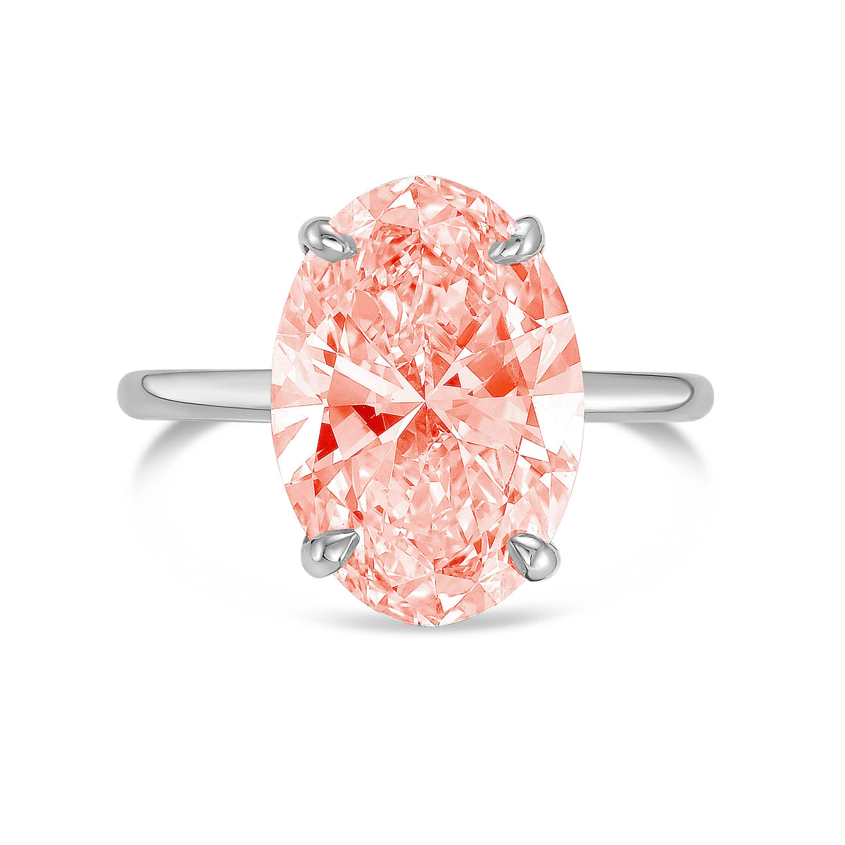 Lab-Grown Pink Oval Diamond Solitaire Engagement Ring, 14K Gold