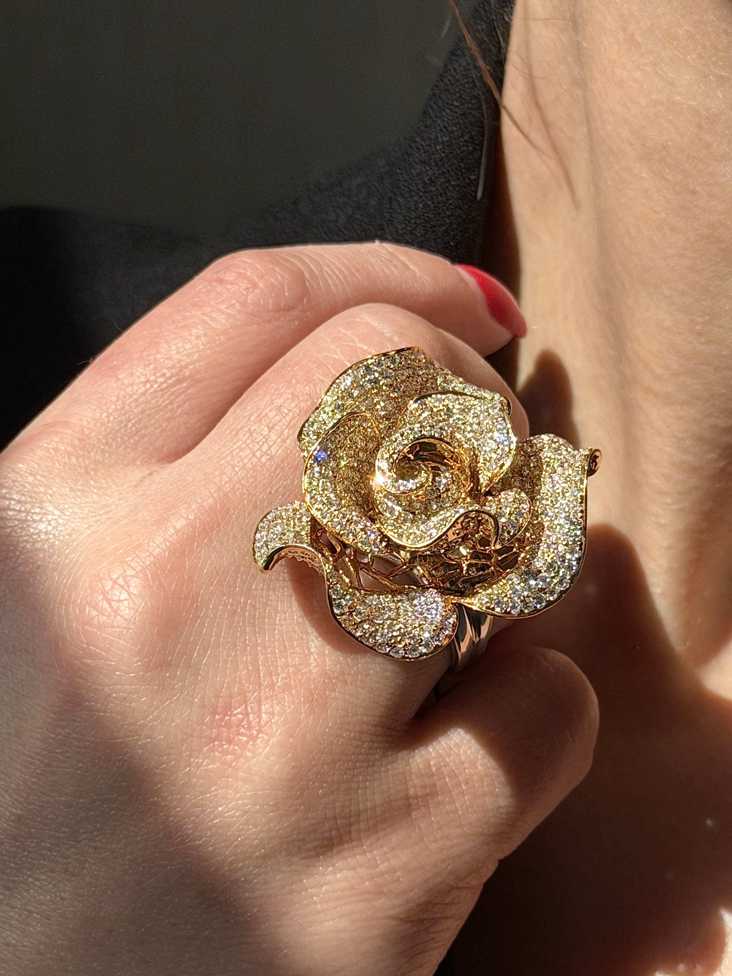 Diamond Flower Ring & Brooch