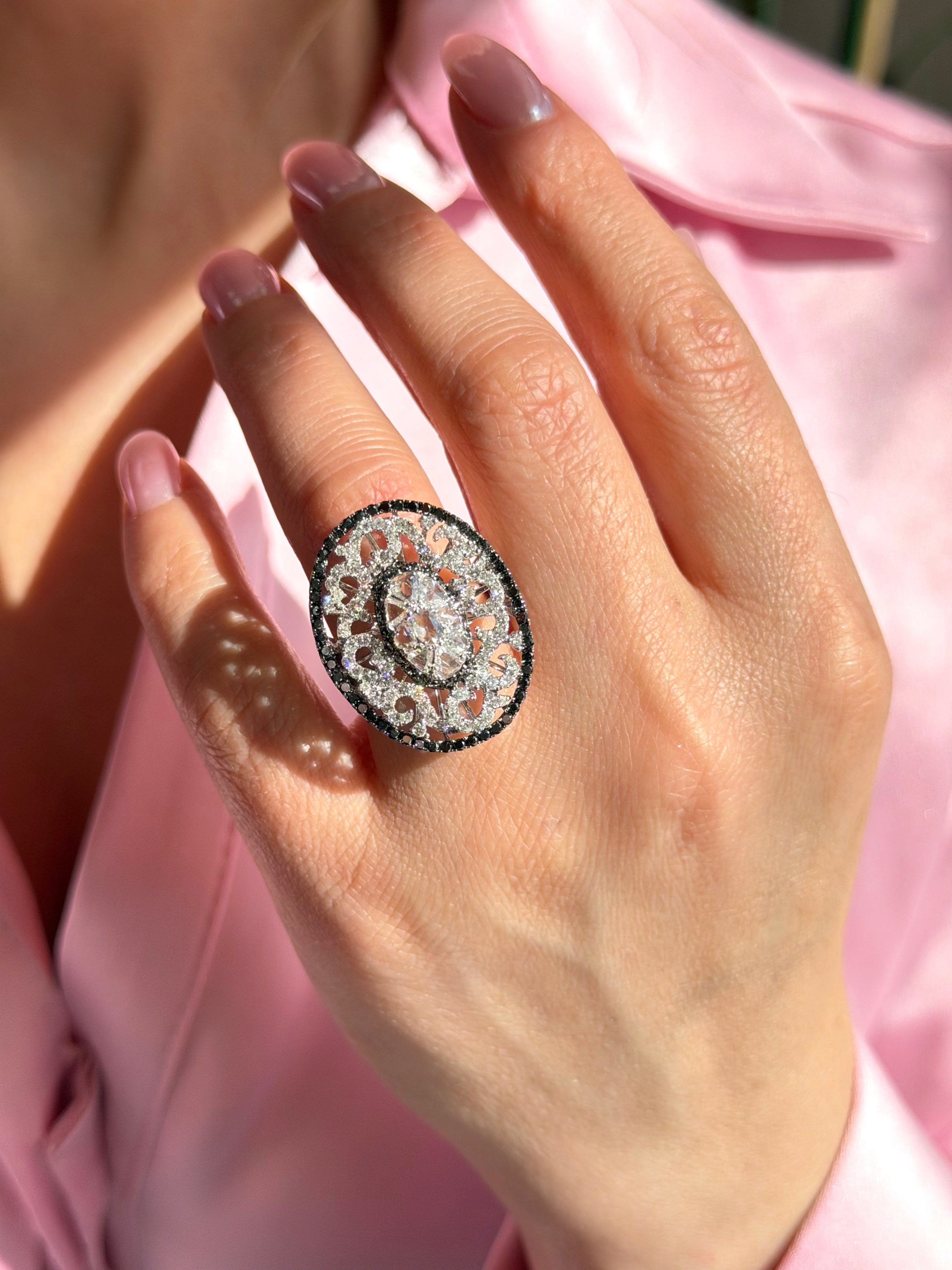 Black and White Diamond Fashion Ring