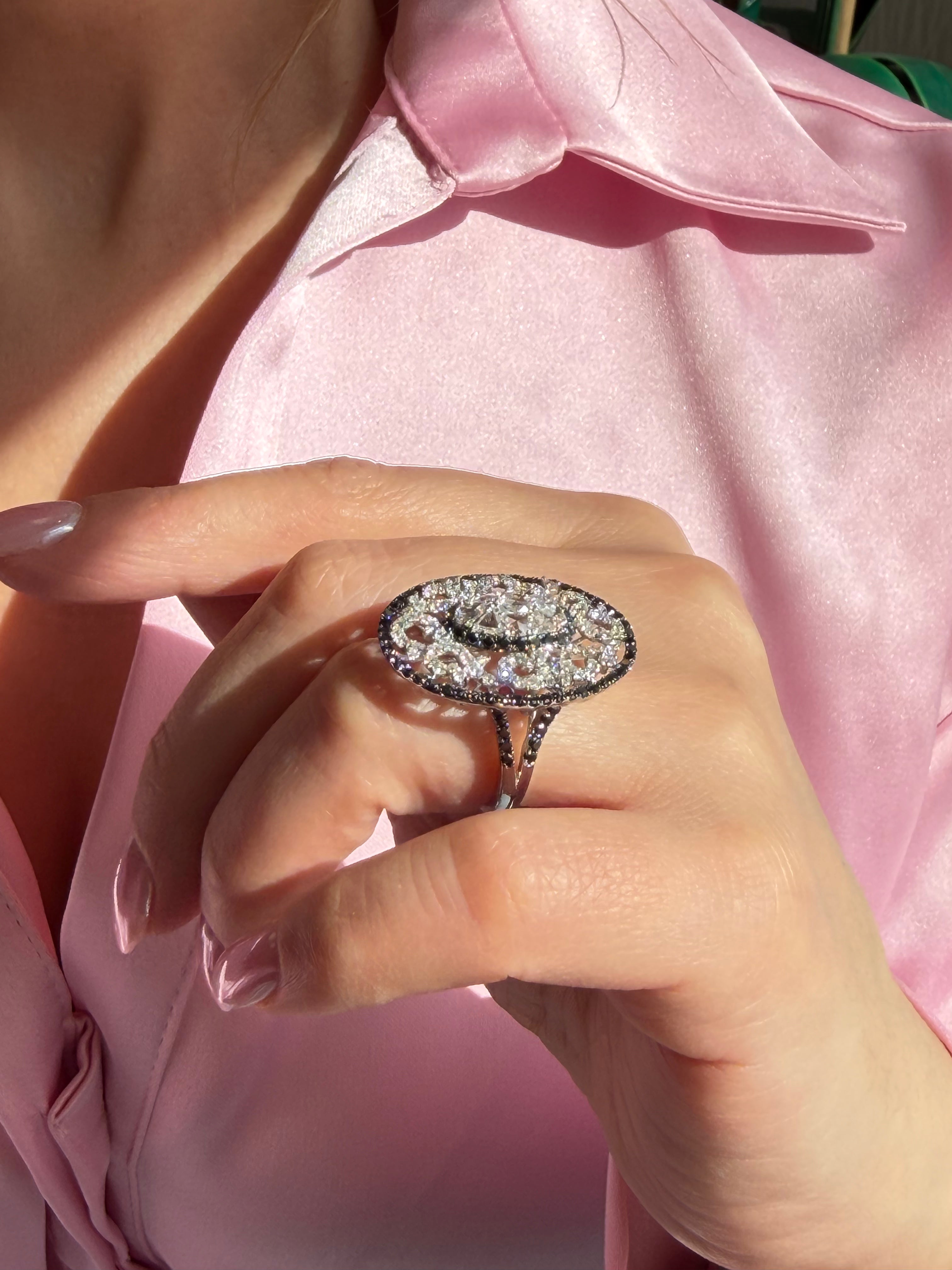 Black and White Diamond Fashion Ring