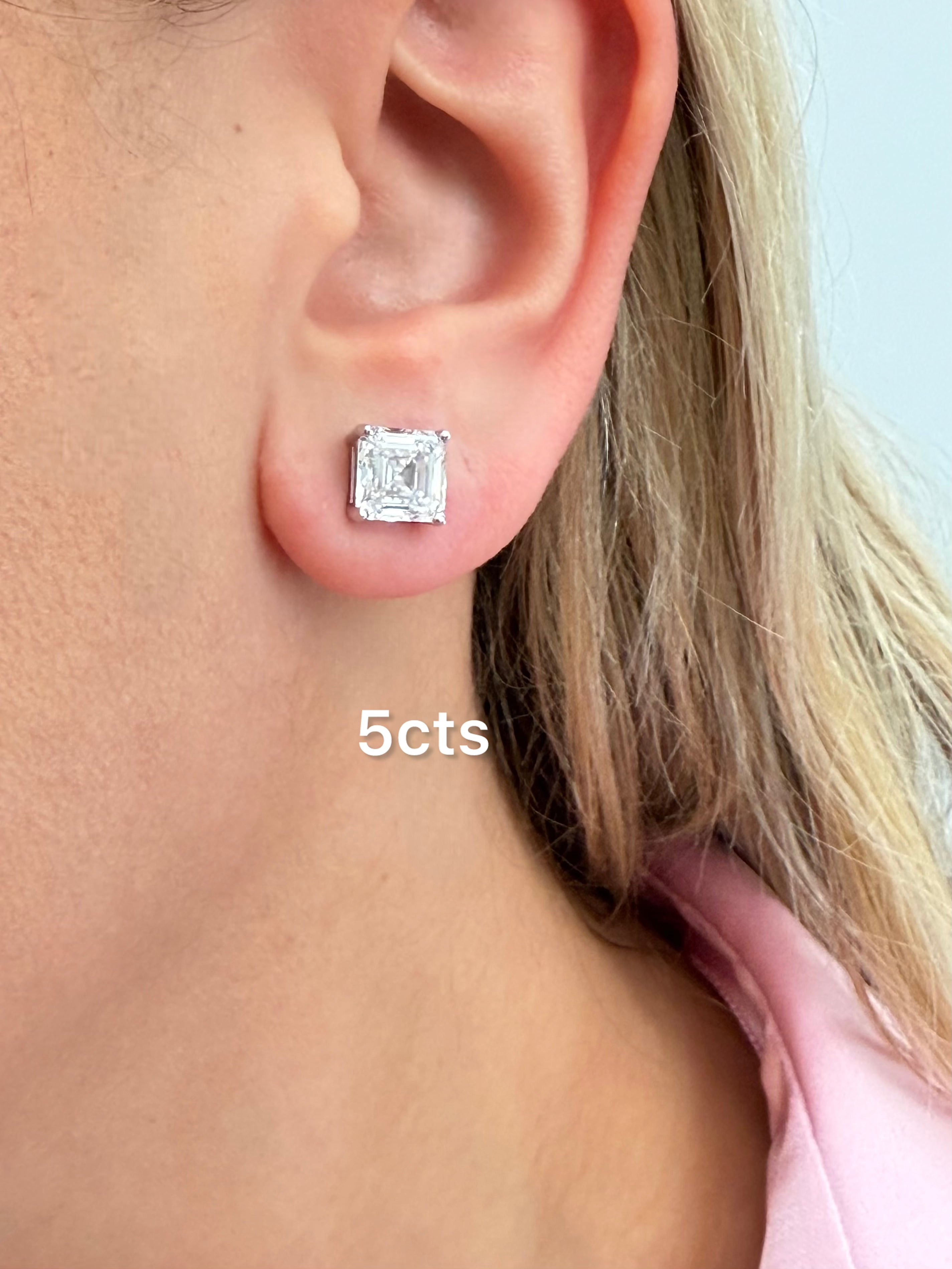 Lab Grown Asscher Diamond Studs