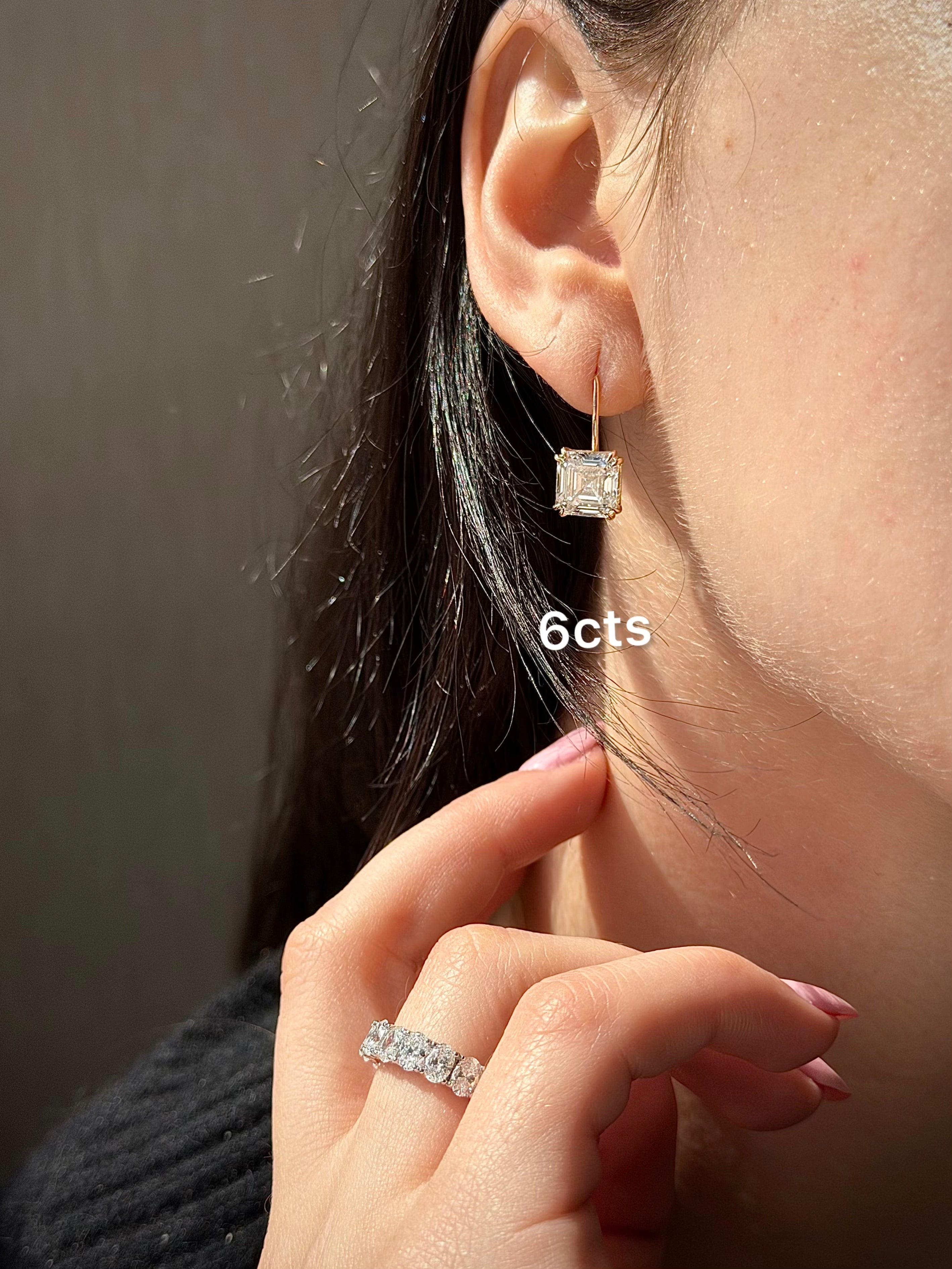Lab Grown Asscher Cut Diamond Drop Earrings