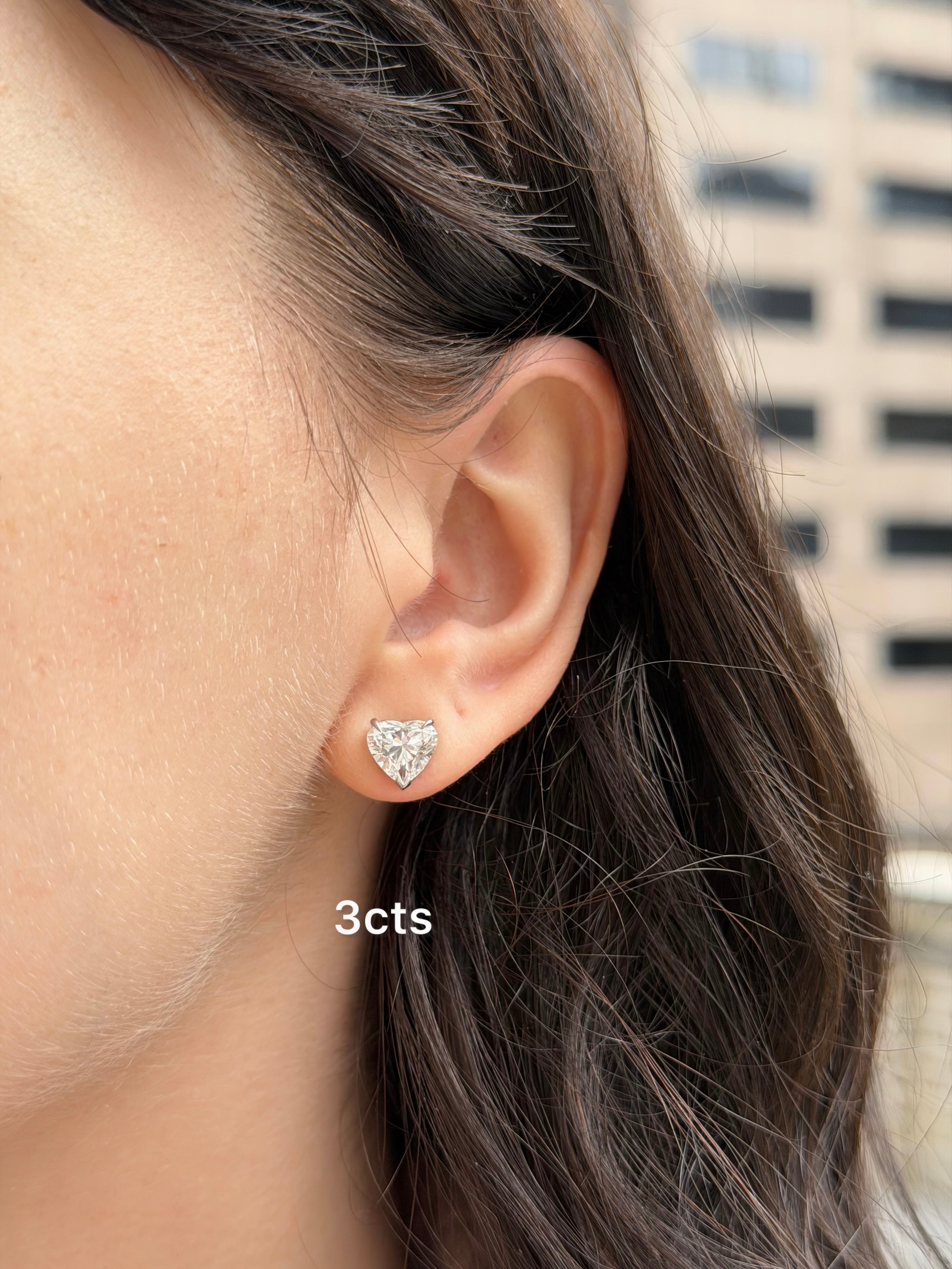 Lab Grown Heart Diamond Stud Earrings