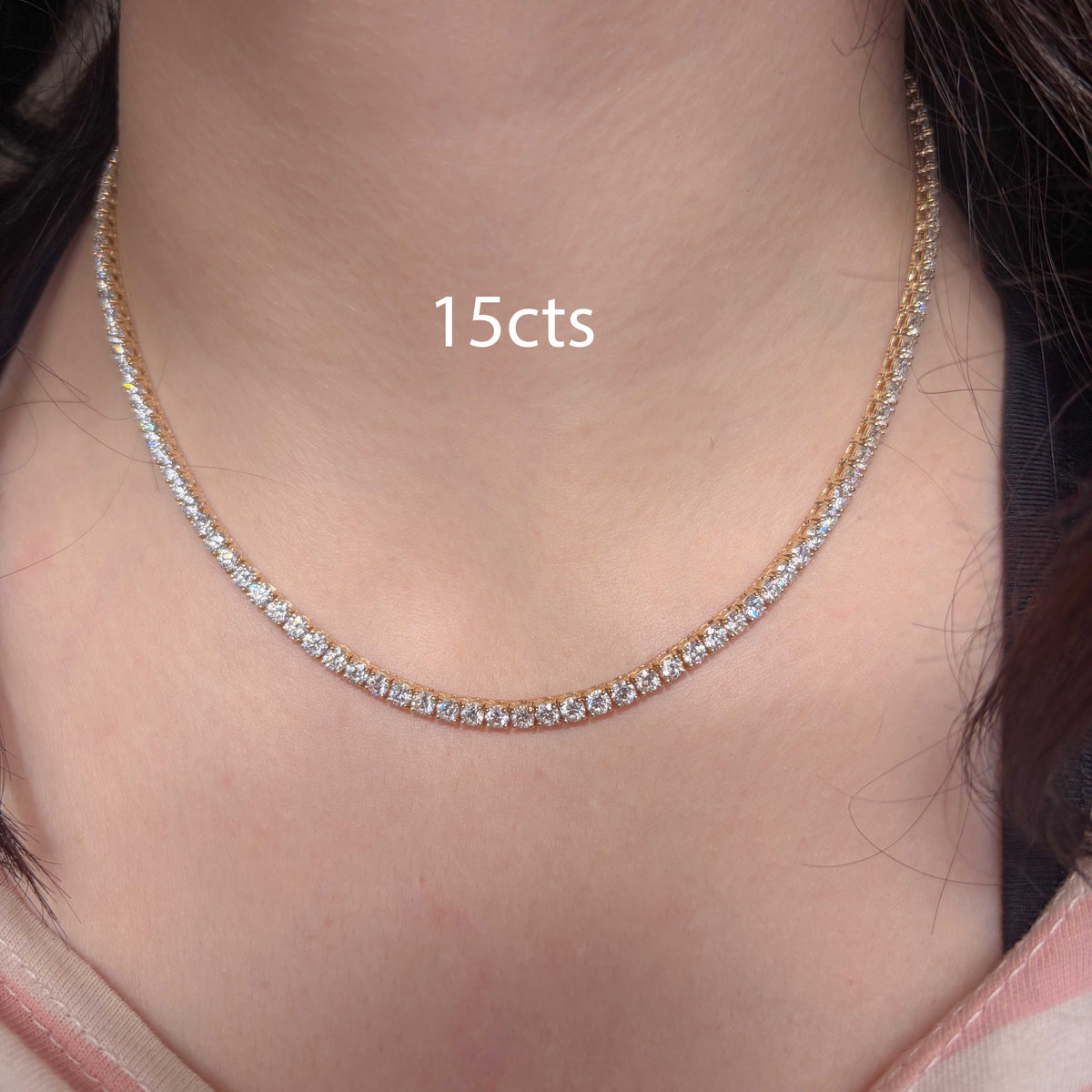 4-Prong Round Diamond Tennis Necklace