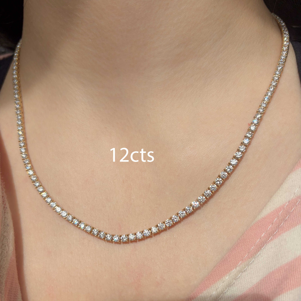 4-Prong Round Diamond Tennis Necklace, 14K or 18K Gold
