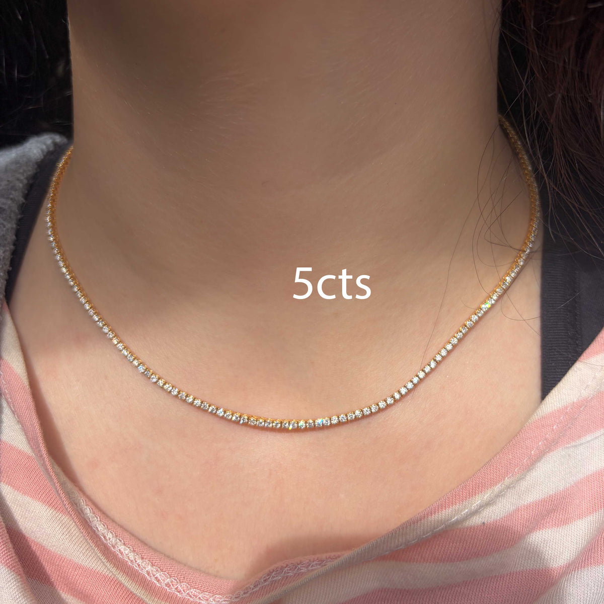 4-Prong Round Diamond Tennis Necklace, 14K or 18K Gold