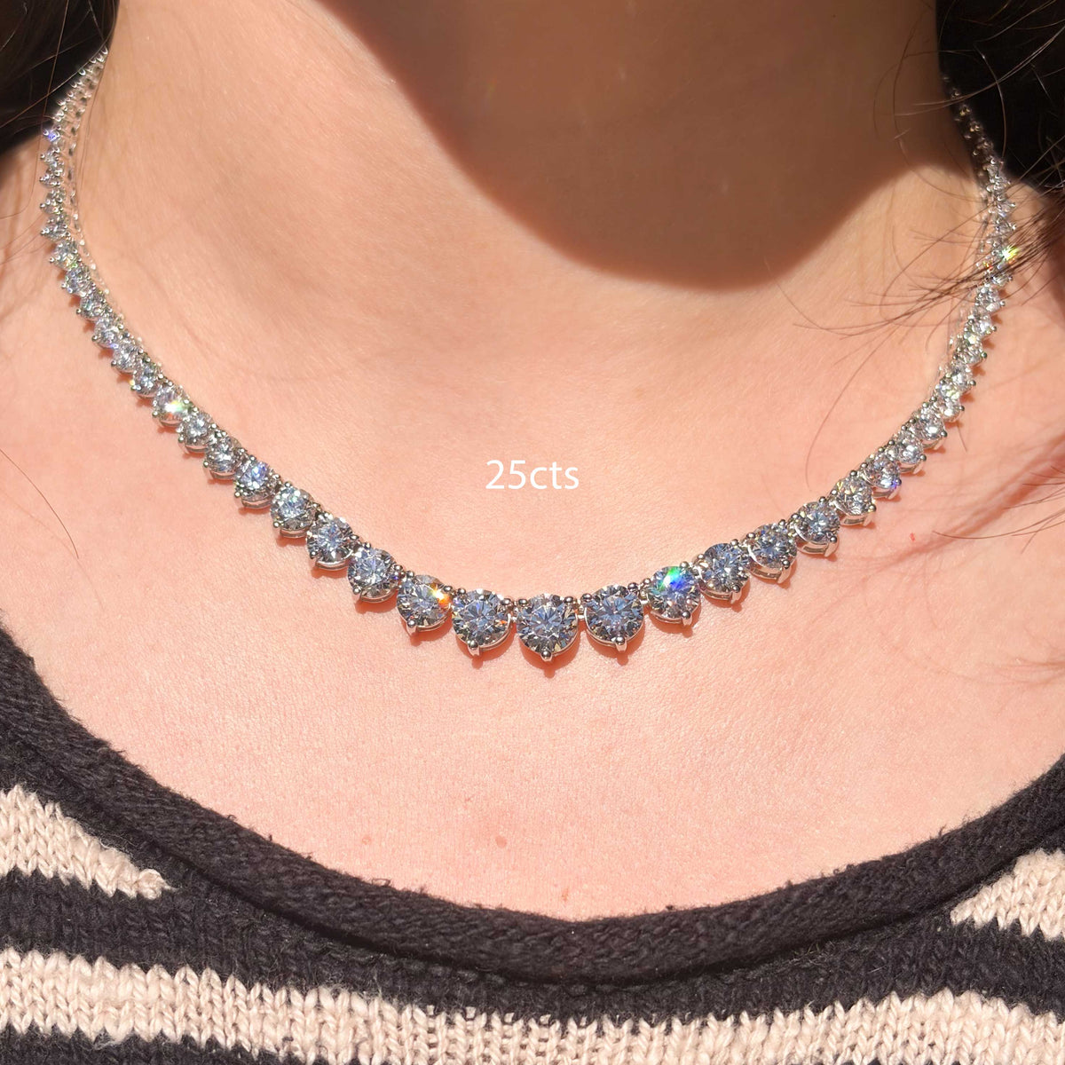 24.20cts Diamond Graduated Tennis Necklace