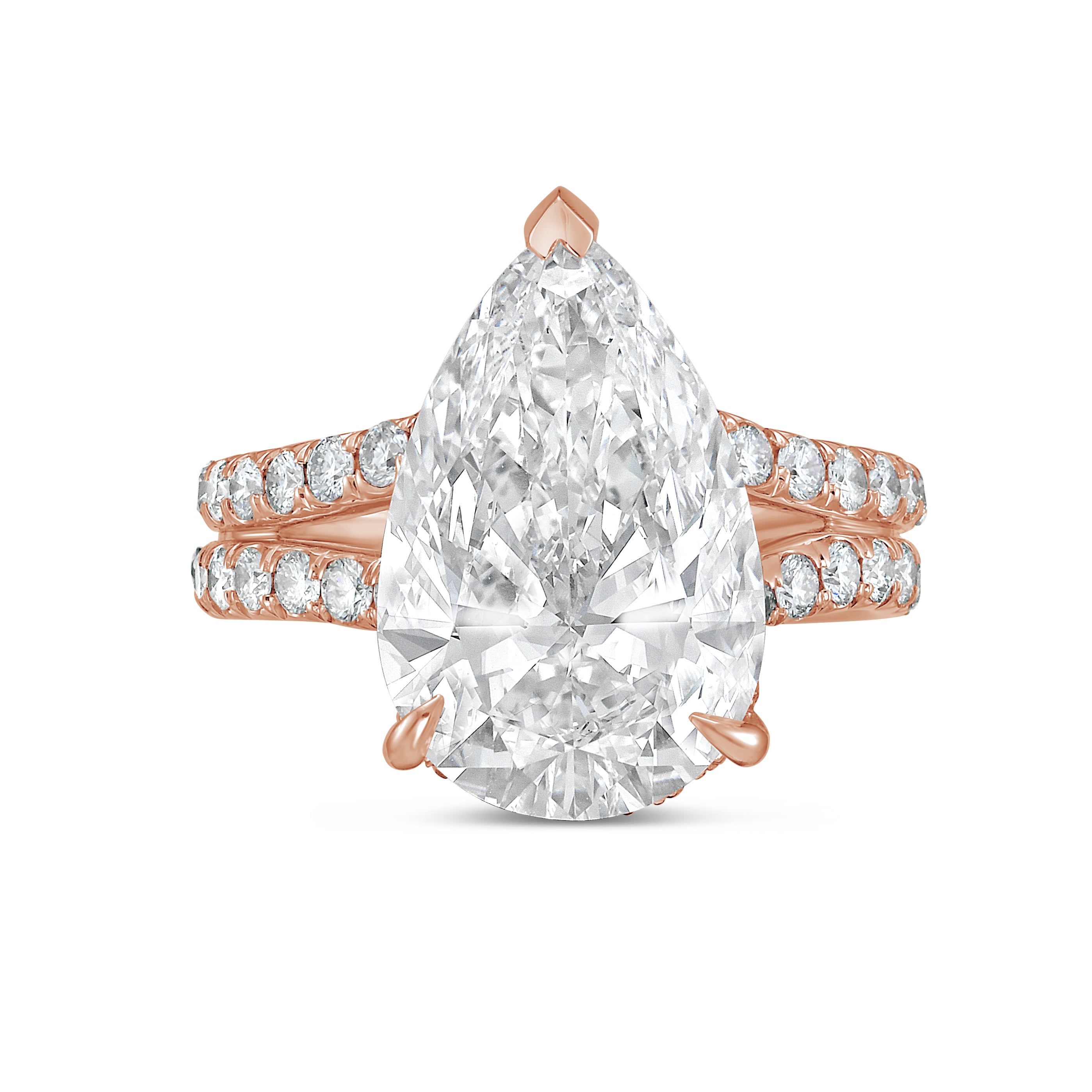 Lab Grown Pear Cut Split Shank Ring