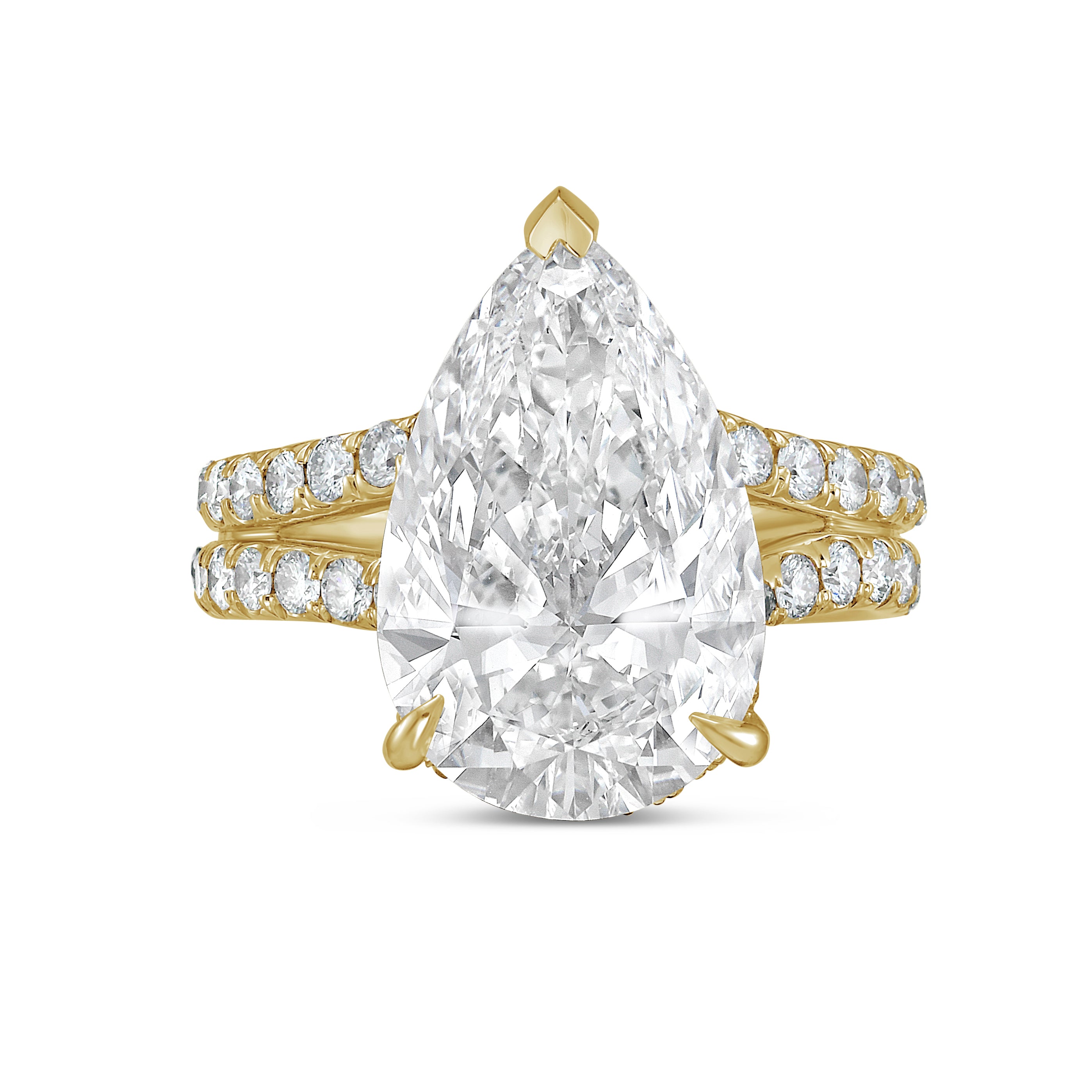 Lab Grown Pear Cut Split Shank Ring