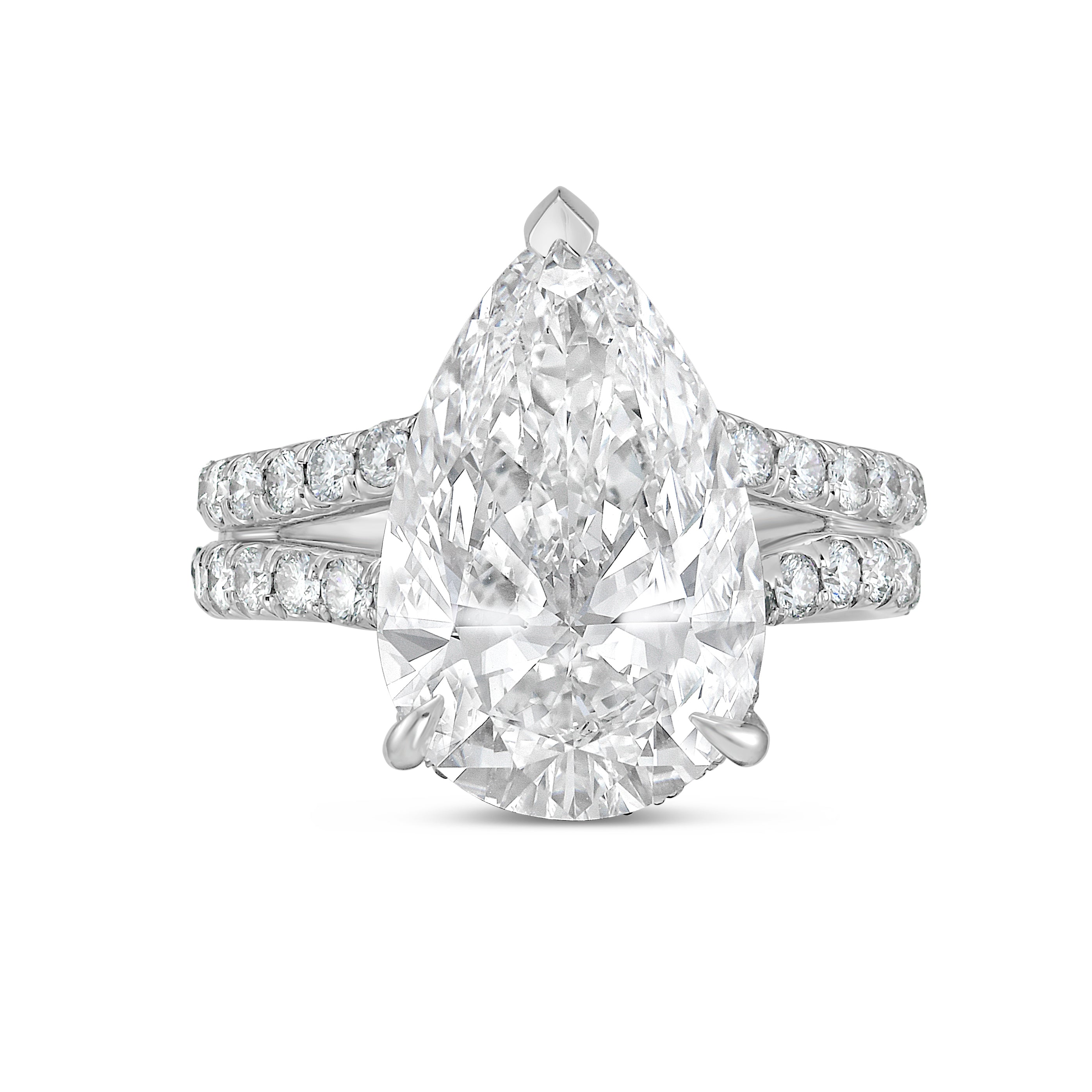 Lab Grown Pear Cut Split Shank Ring