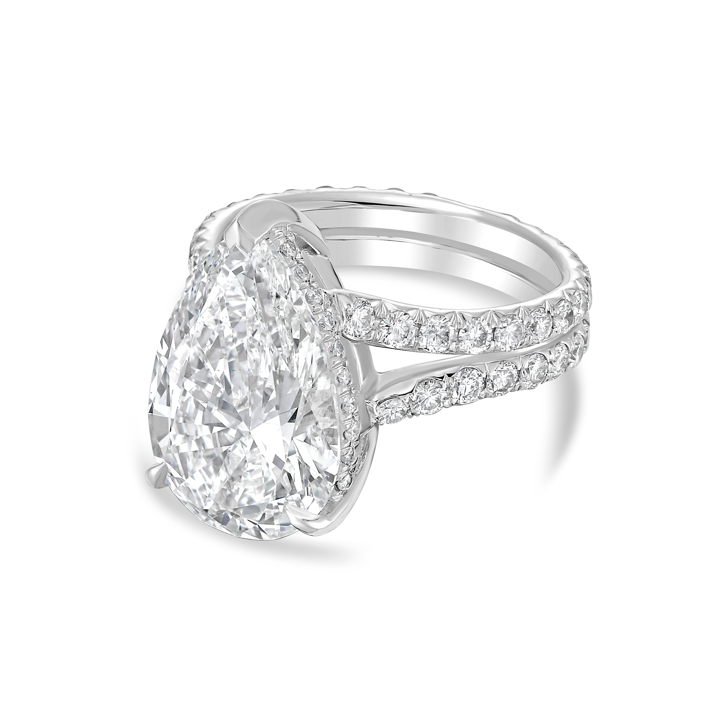 Lab Grown Pear Cut Split Shank Ring