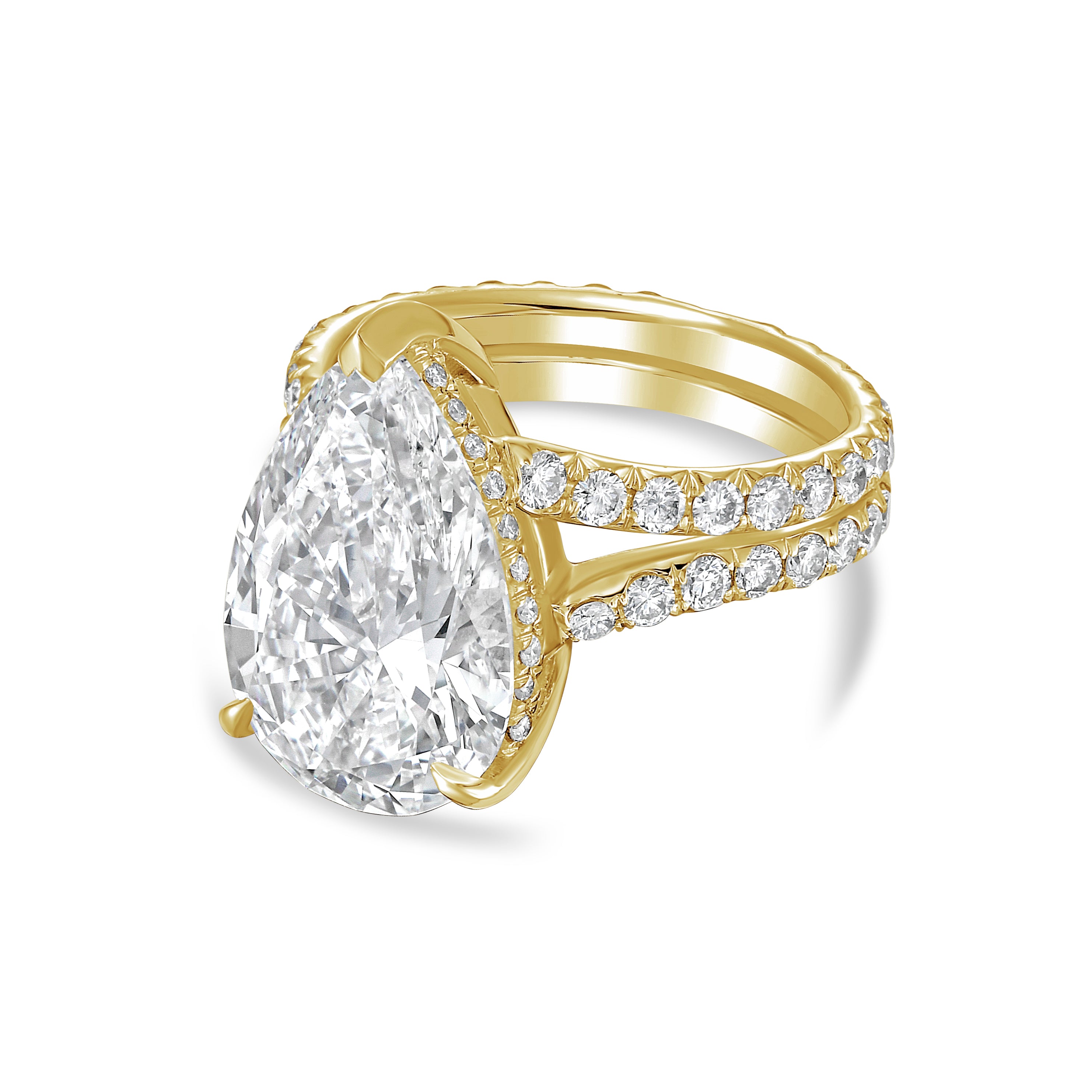 Lab Grown Pear Cut Split Shank Ring