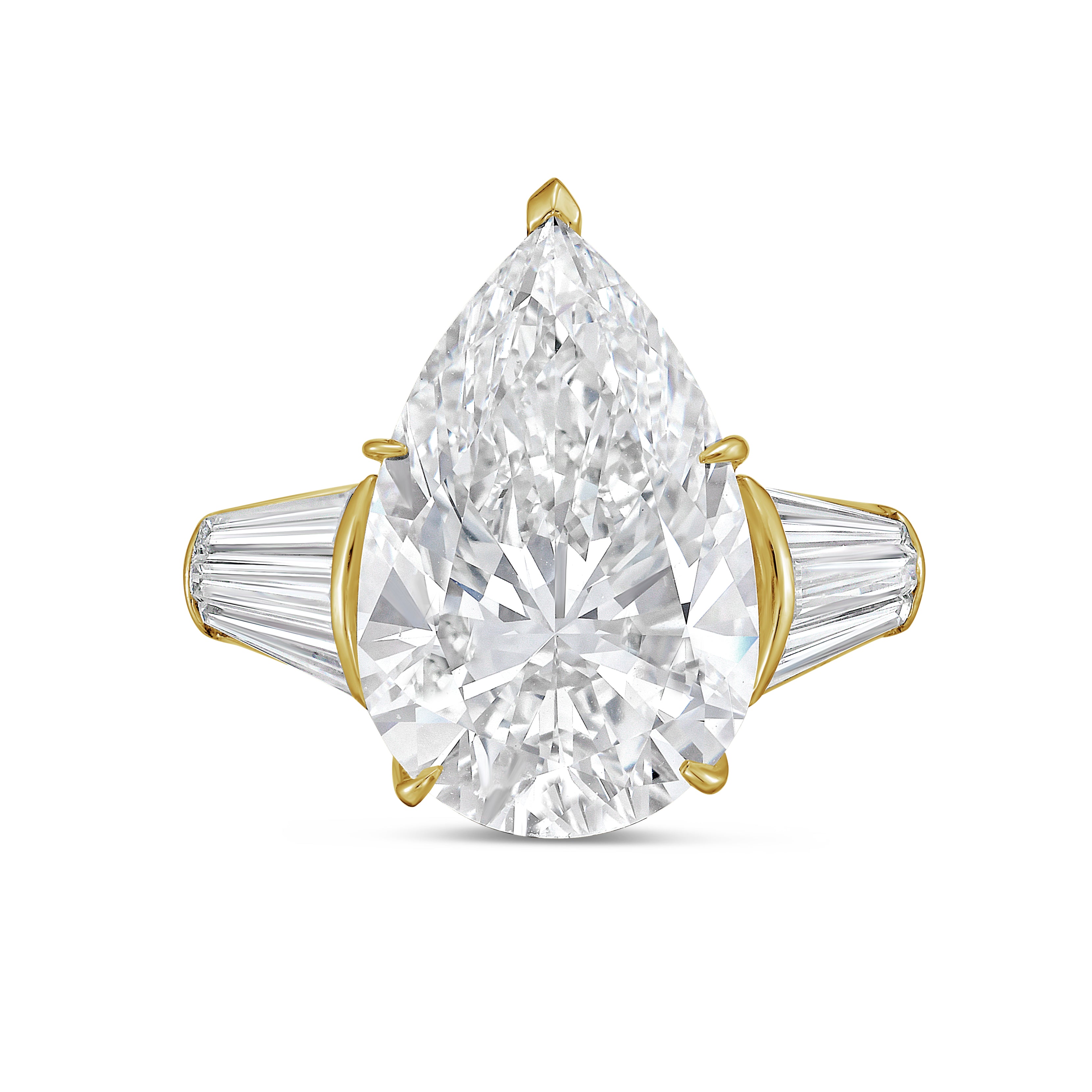 Lab Grown Pear Diamond Ring with Baguettes