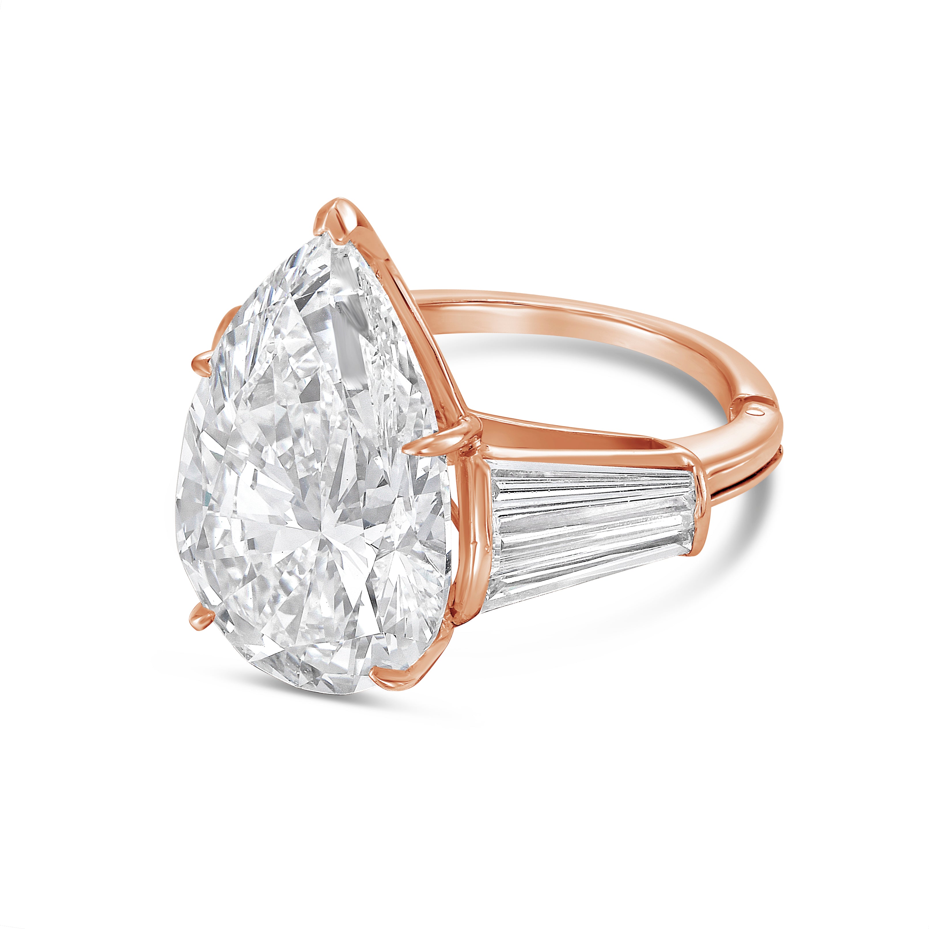 Lab Grown Pear Diamond Ring with Baguettes