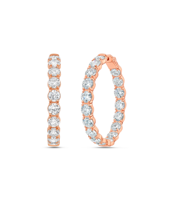 Inside out diamond hoops with DEF VS lab grown diamonds, four prong setting
