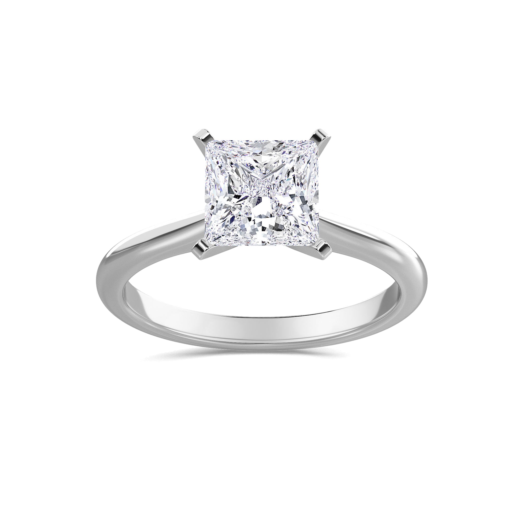 Lab Grown Princess Cut Solitaire Engagement Ring
