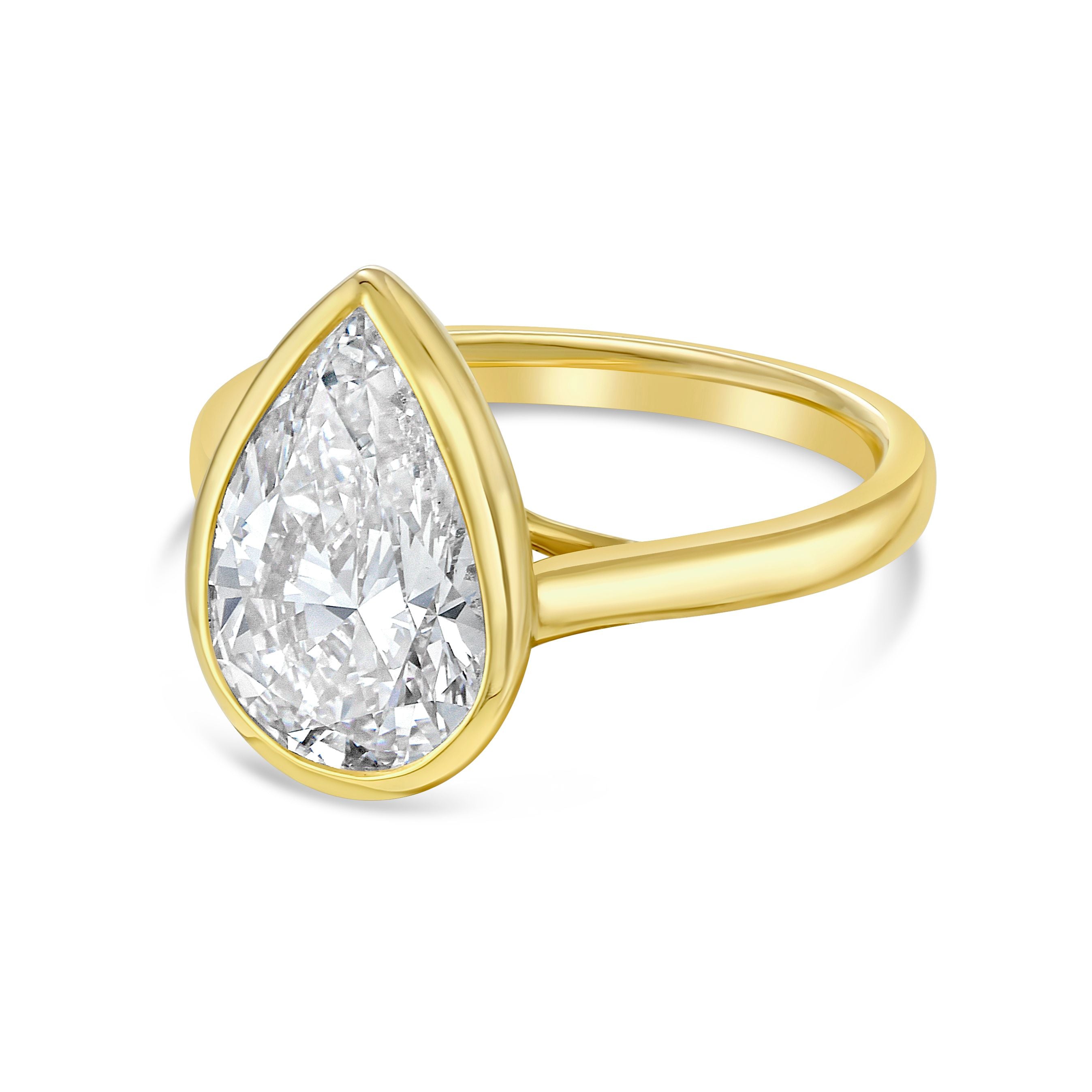 Lab-Grown Pear Bezel Ring