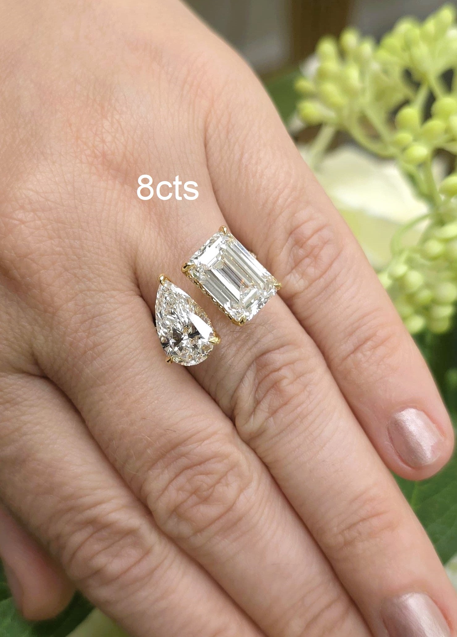 Lab Grown Pear And Emerald Diamond Ring