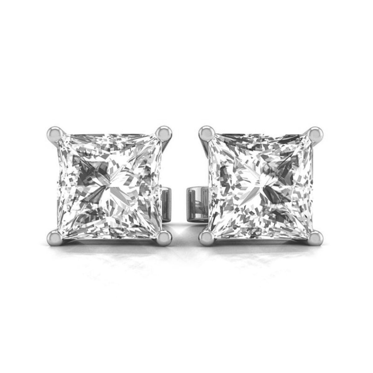 Lab Grown Princess Cut Studs