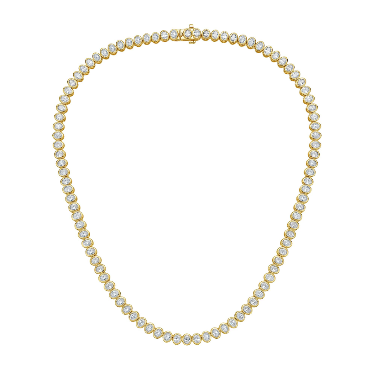 Lab Grown Oval Bezel Tennis Necklace