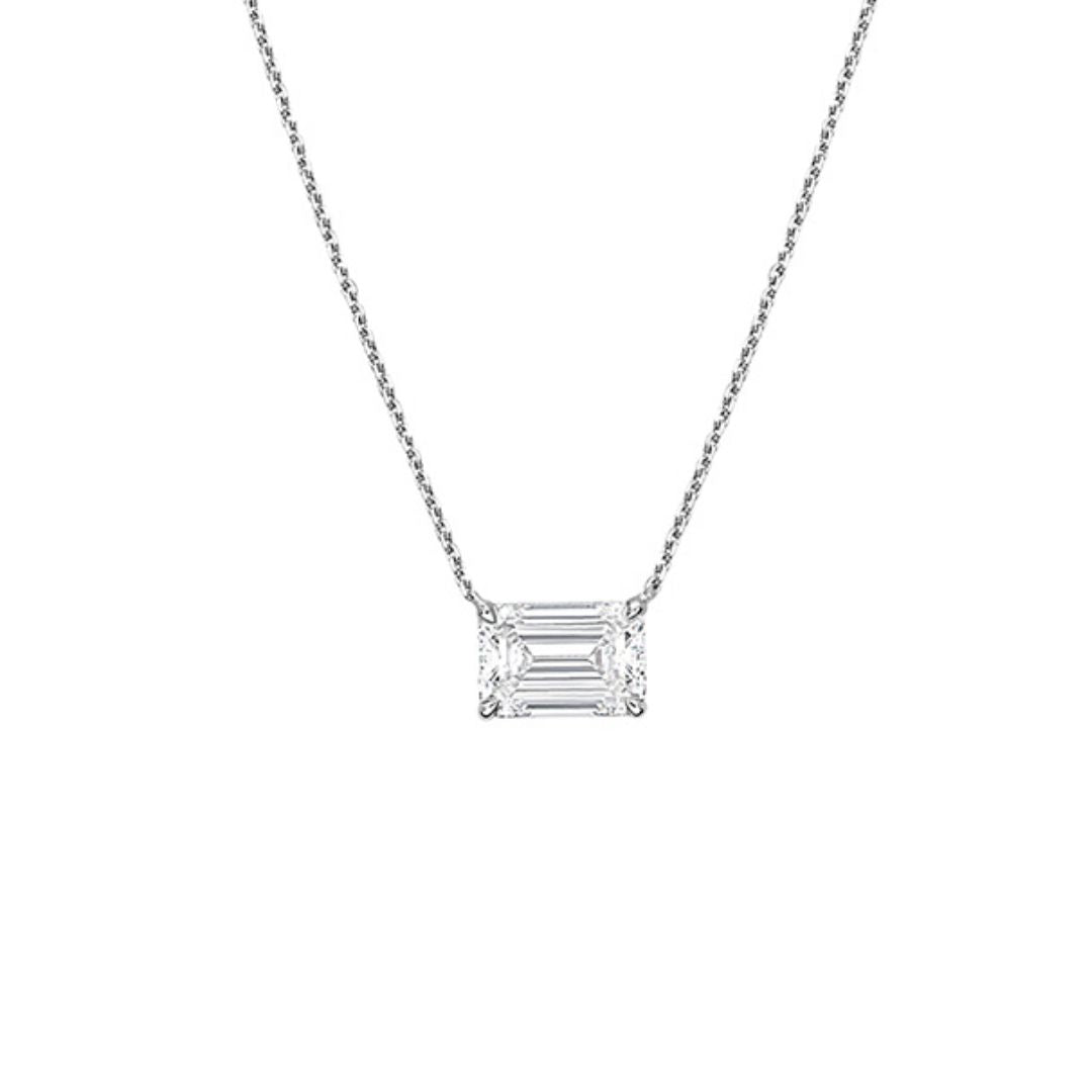 Lab Grown Diamond EAST WEST EMERALD Pendant