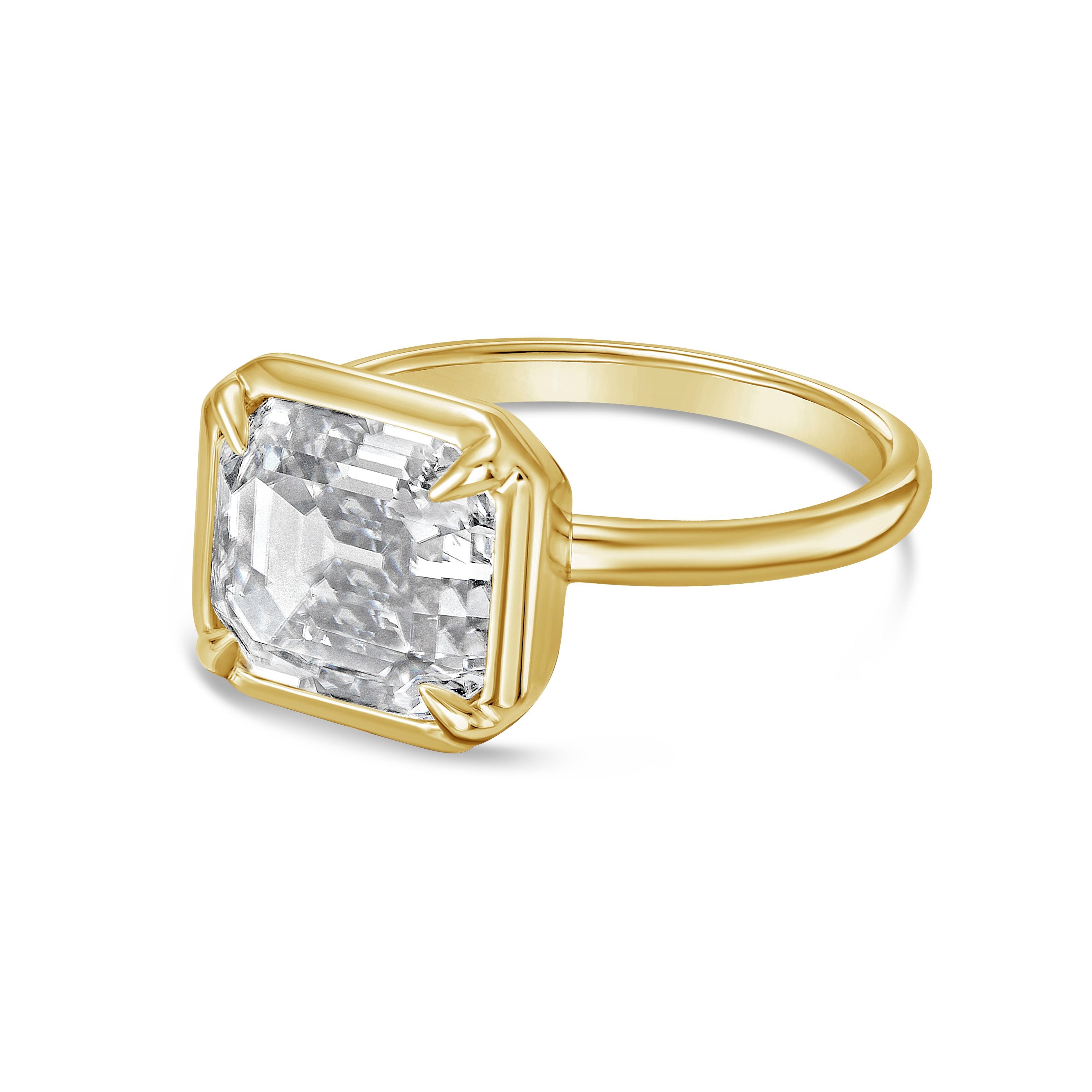 Lab Grown Asscher Bezel Diamond Ring