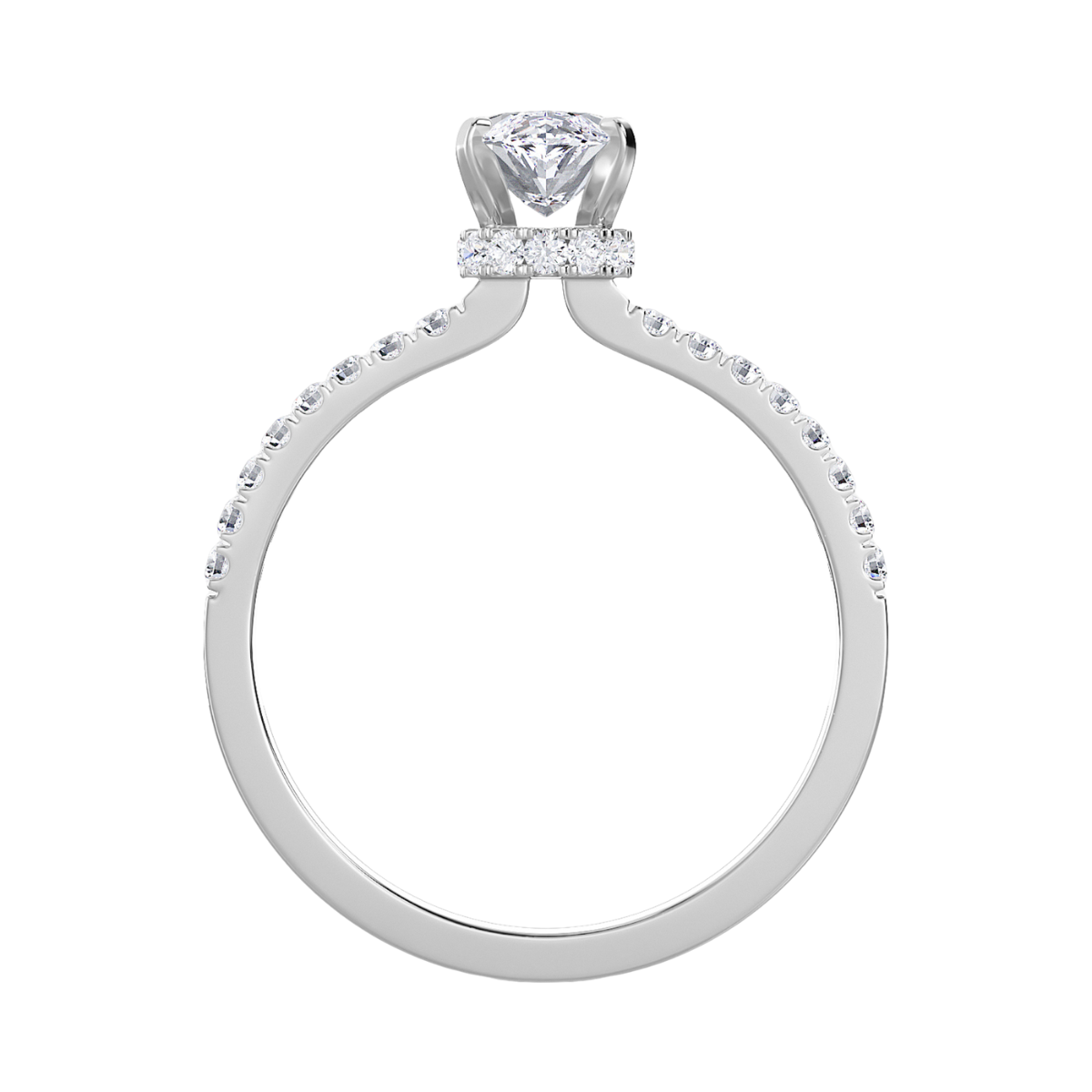 hidden halo engagement ring radiant