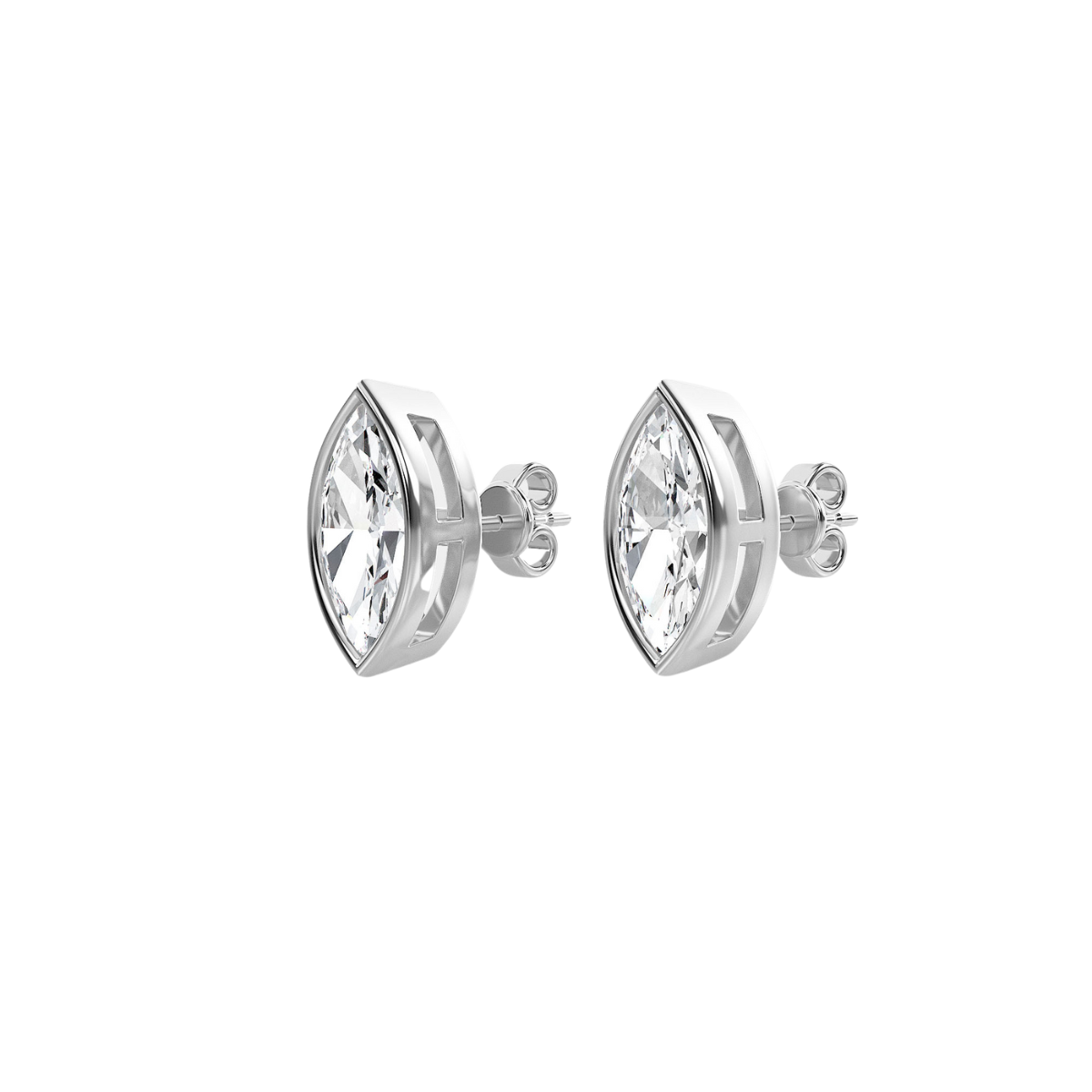 Lab Grown Bezel Marquise Diamond Studs