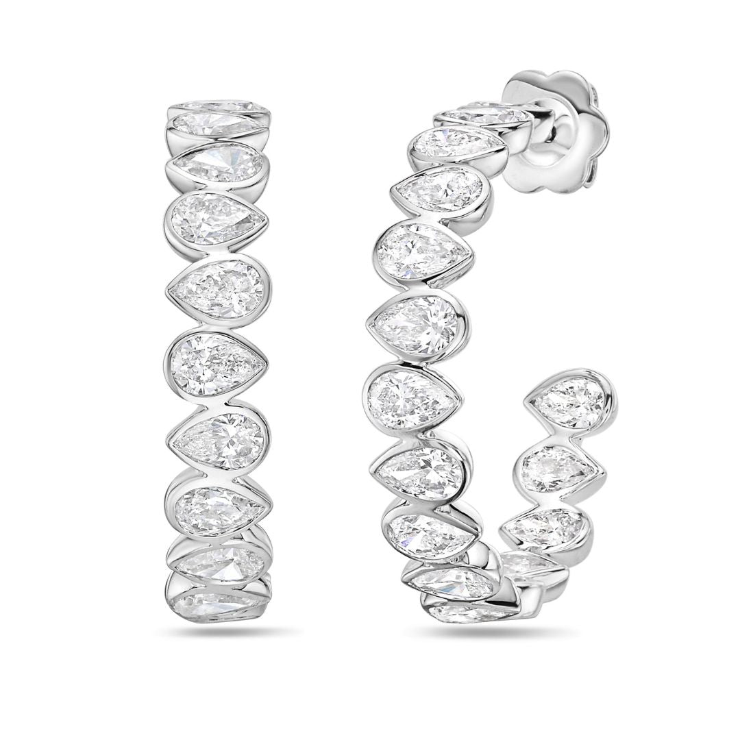 Lab Grown Bezel Pear Diamond Hoop