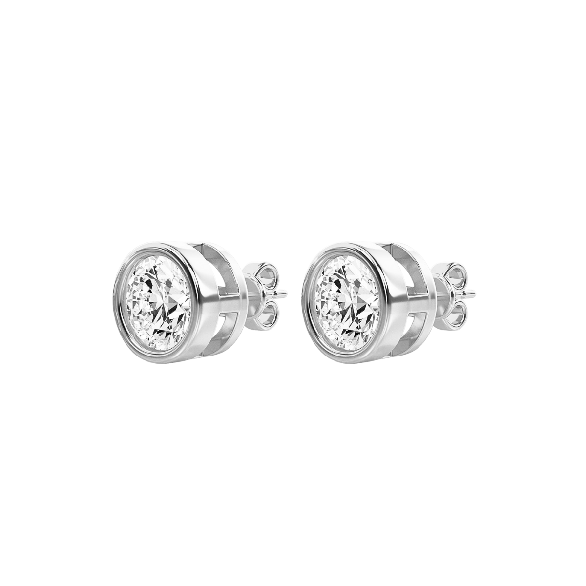 Lab Grown Bezel Round Diamond Studs