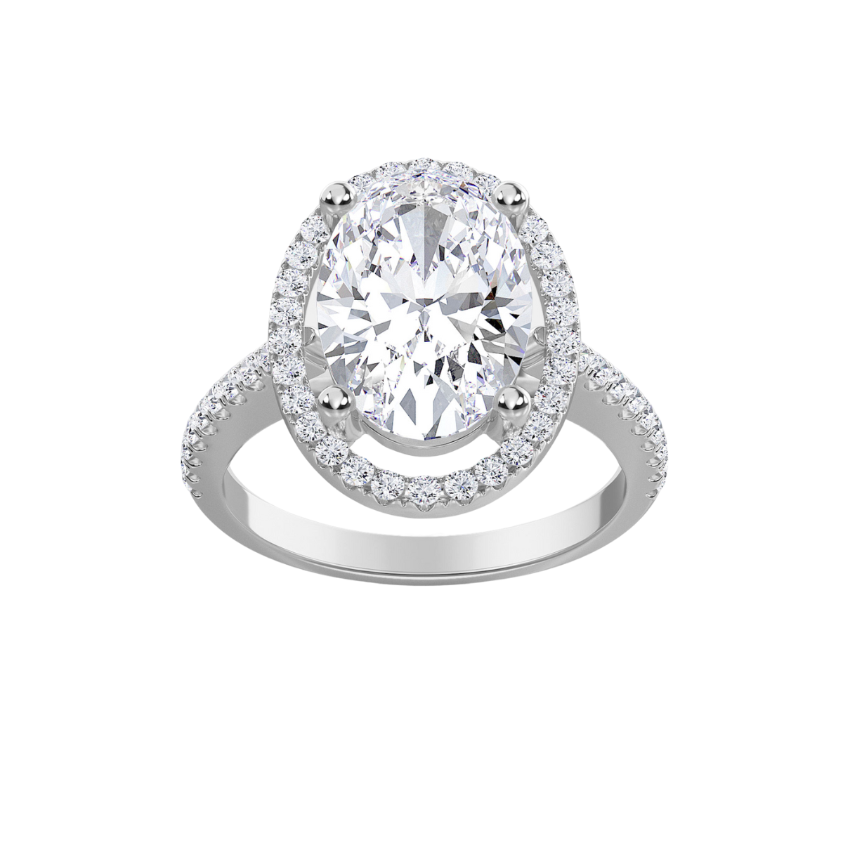 Lab Grown Diamond Oval Halo Engagement Ring