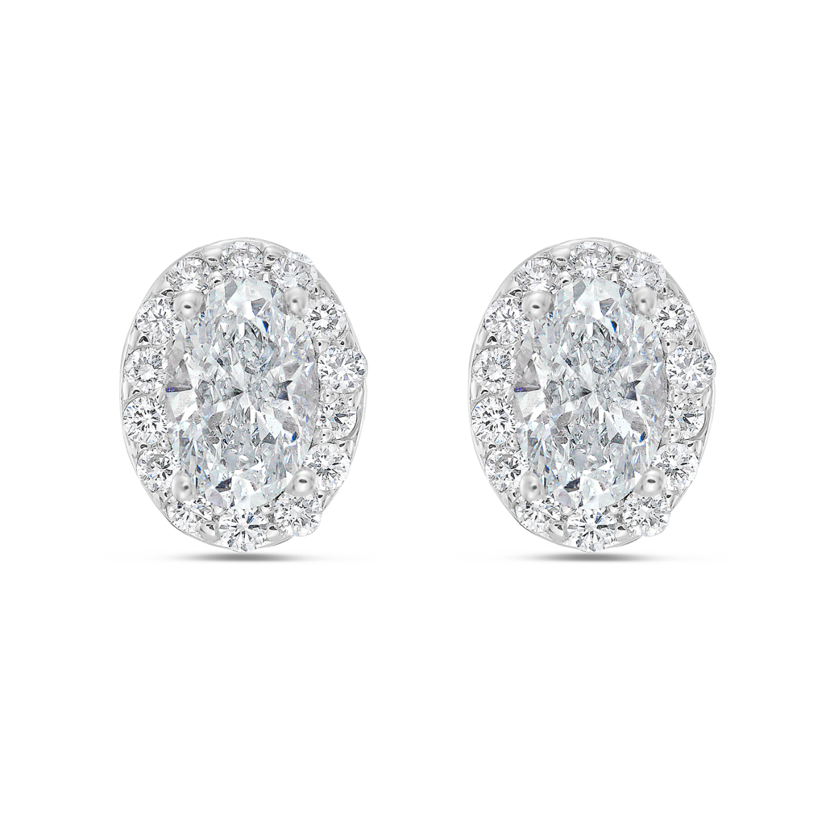 Lab Grown Diamond Oval Halo Studs