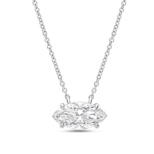 Lab Grown EAST WEST Marquise Cut Diamond Pendant