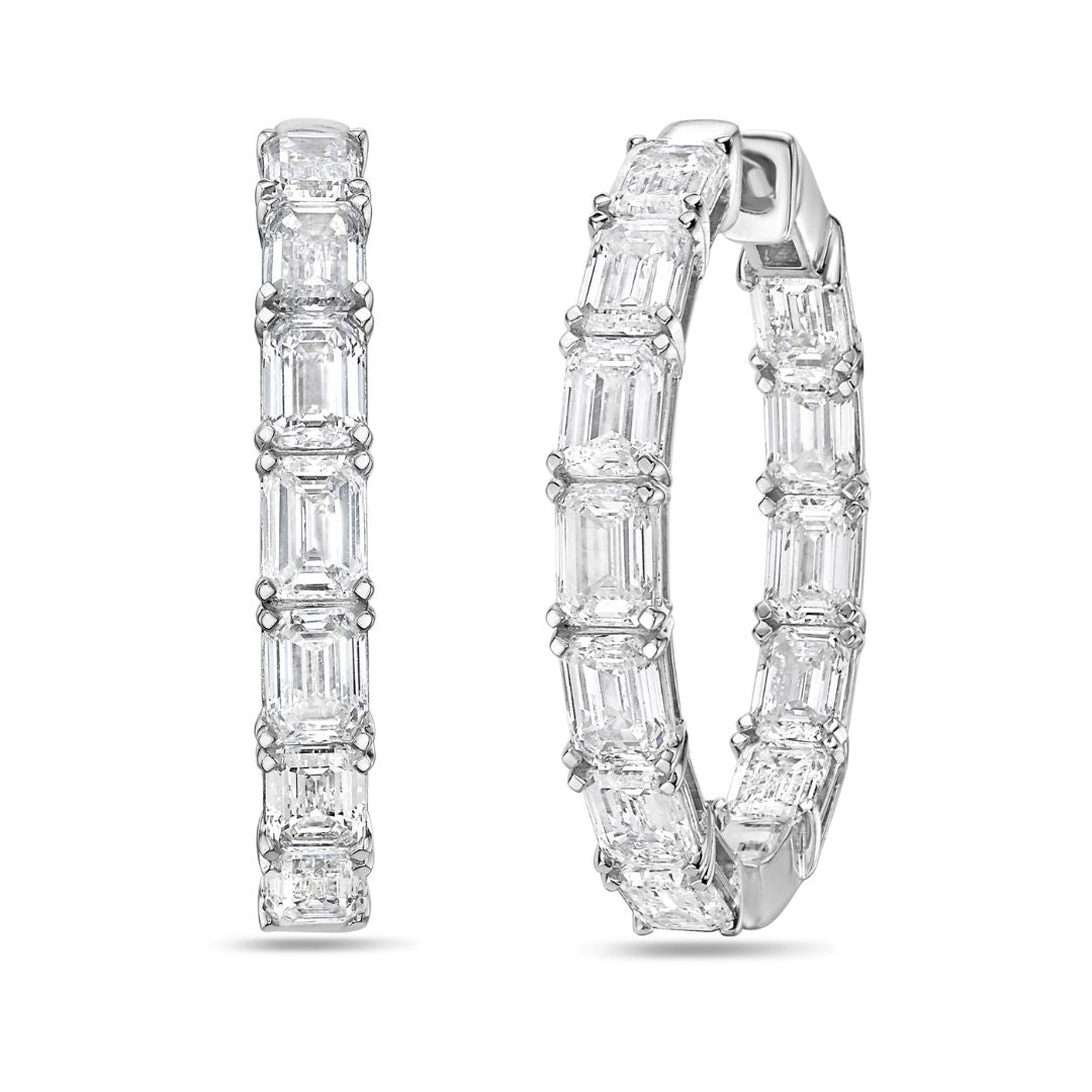 Lab Grown Emerald Cut Diamond Hoop Earrings