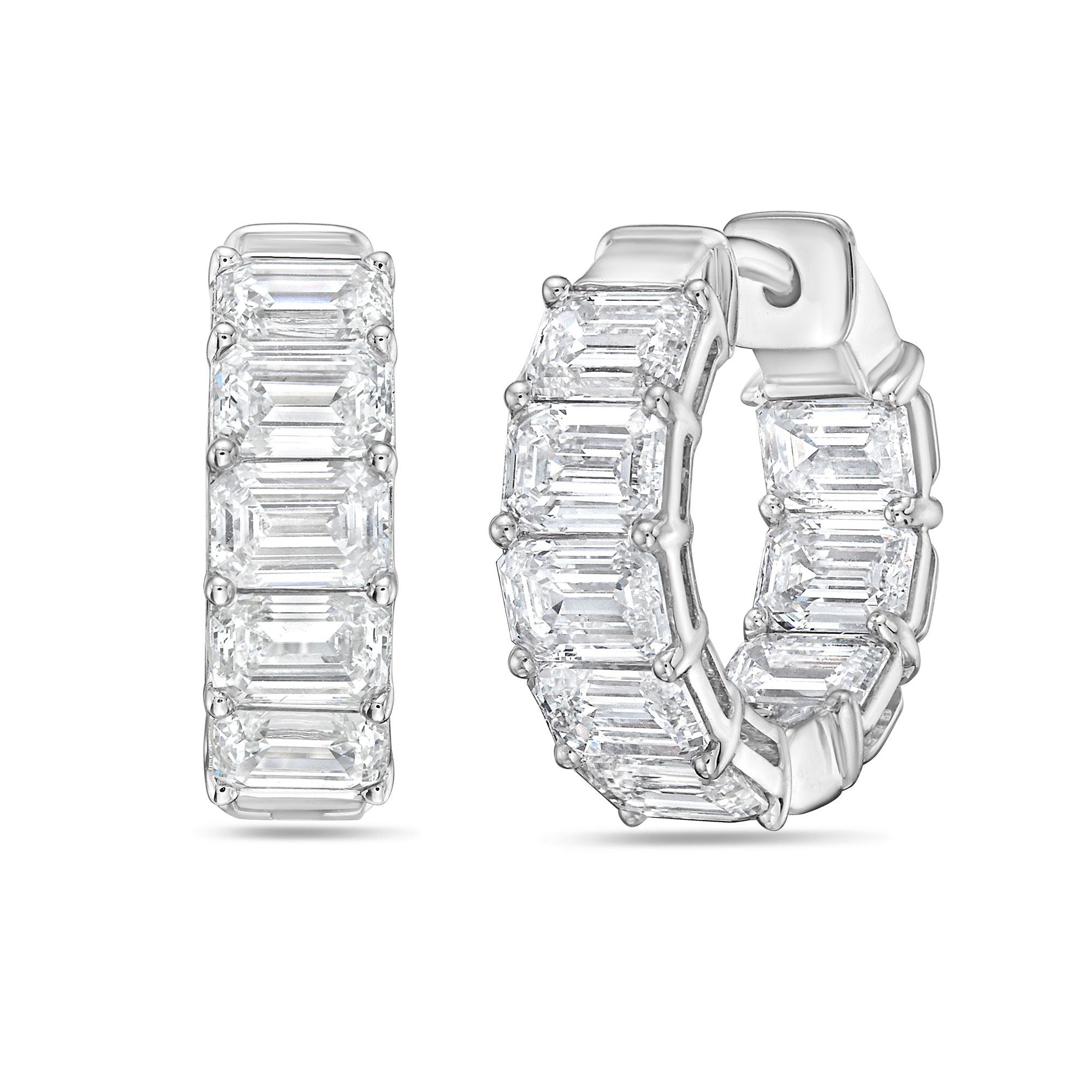 Lab Grown Emerald Cut Diamond Huggie Hoops