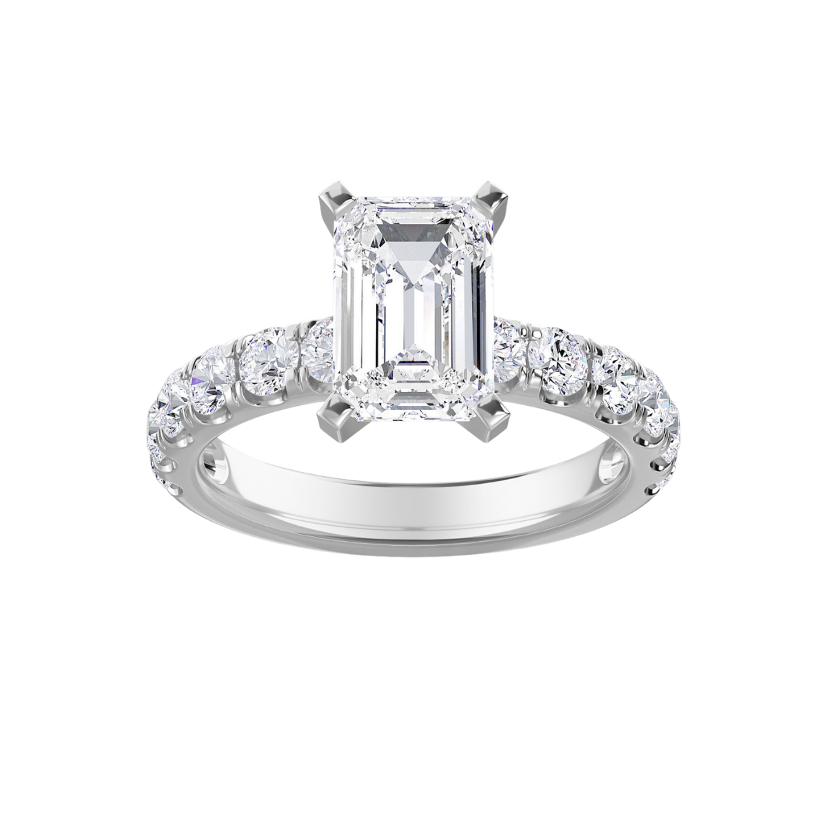Lab Grown Emerald Cut Diamond Pave Engagement Ring