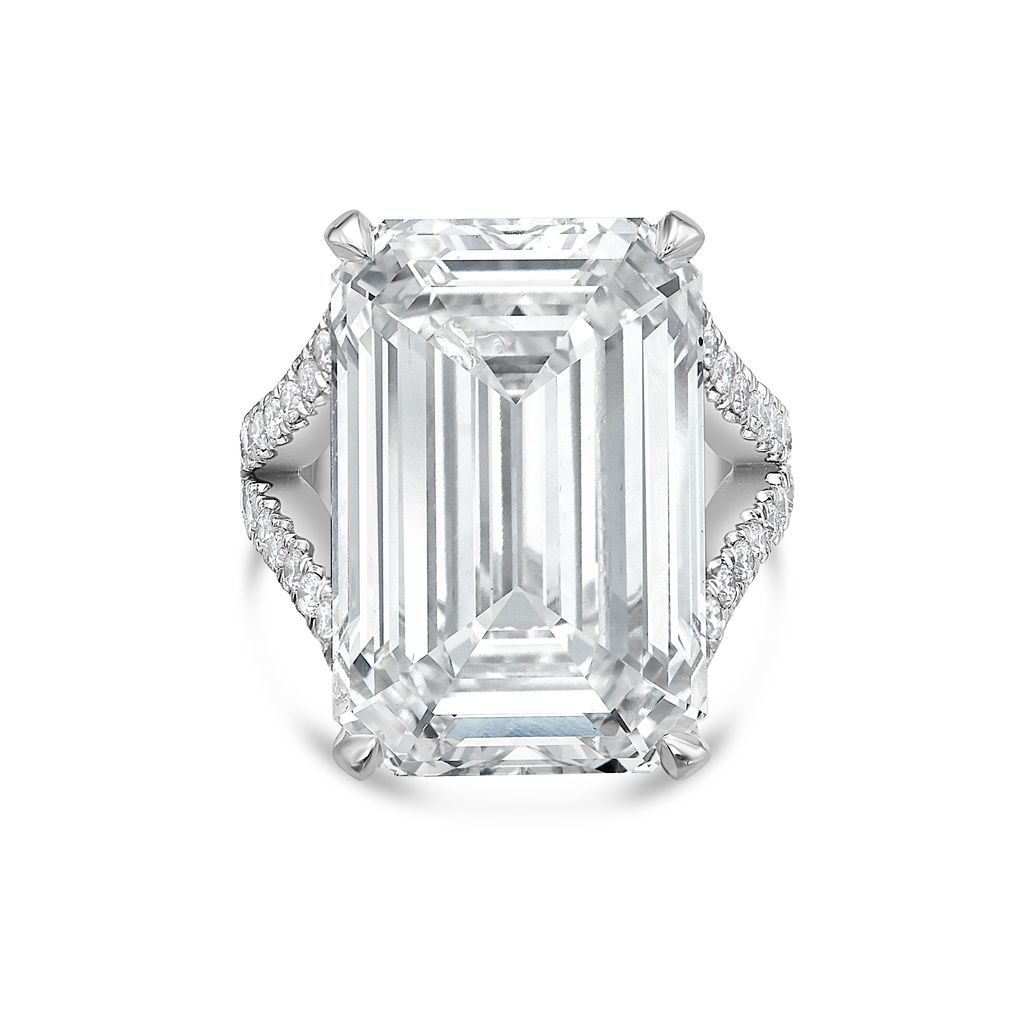 Lab Grown Emerald Cut Split Shank Engagement Ring