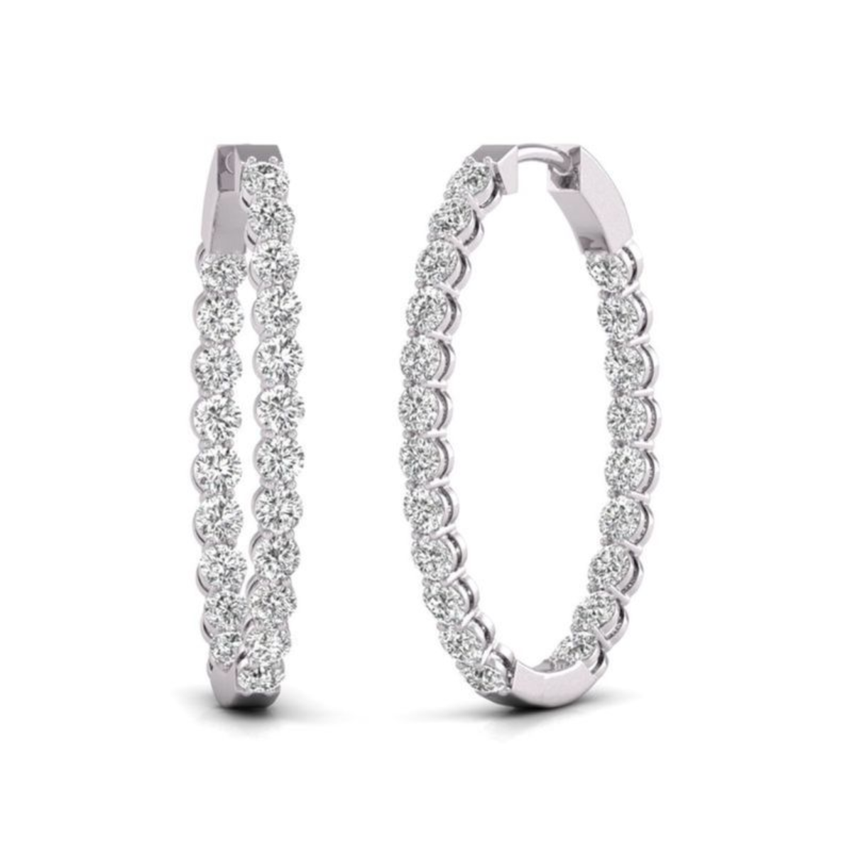 Lab Grown In & Out  Round Diamond Hoop