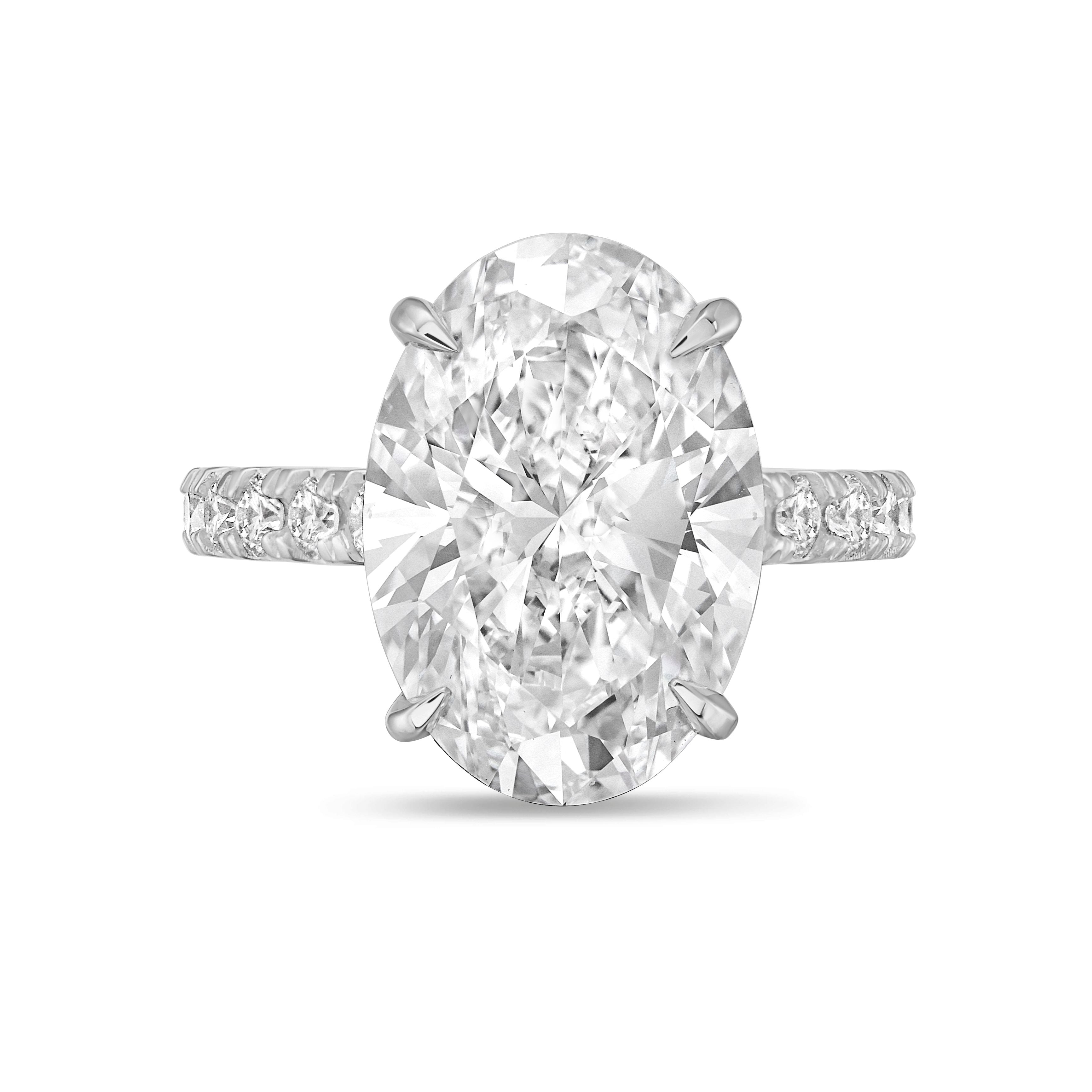 Lab Grown Oval Cut Center Stone Pave Diamond Ring